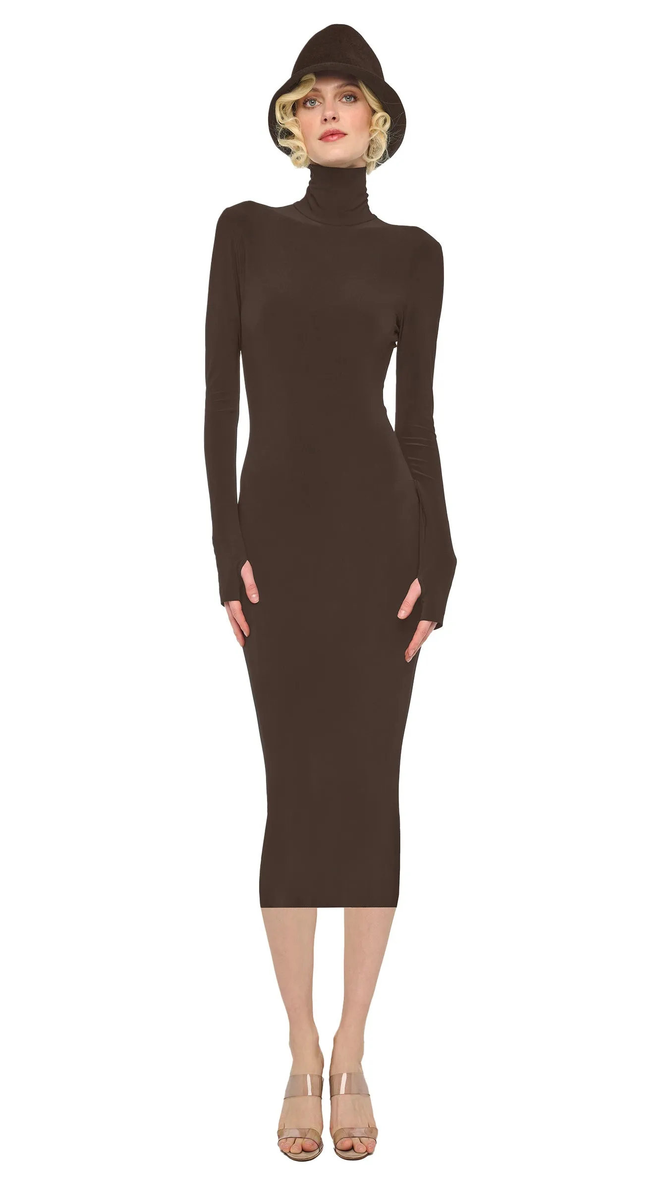 LONG SLEEVE TURTLENECK DRESS sold by Norma Kamali