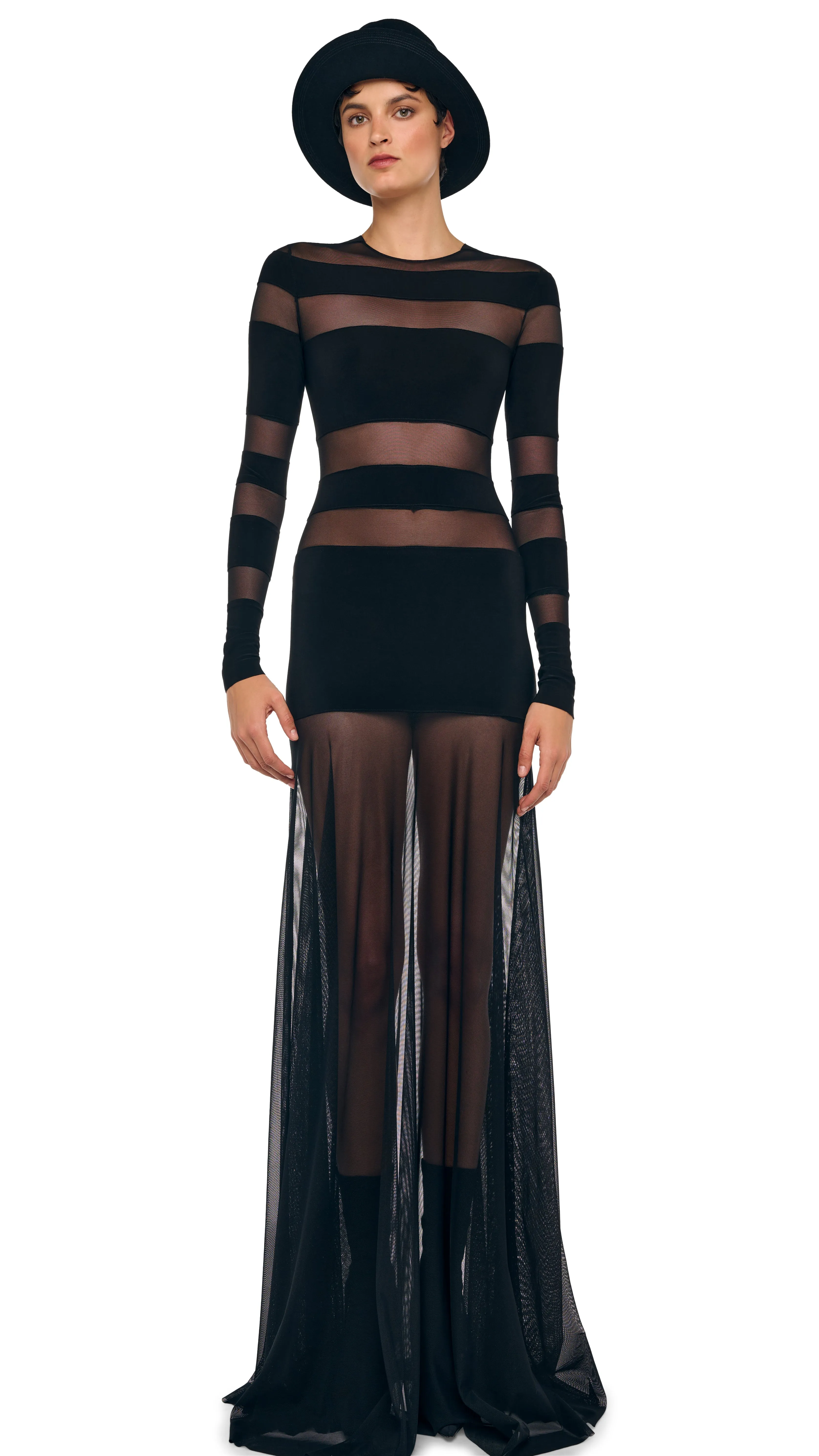 SPLICED LONG SLEEVE FLARED GOWN sold by Norma Kamali product image thumbnail 4