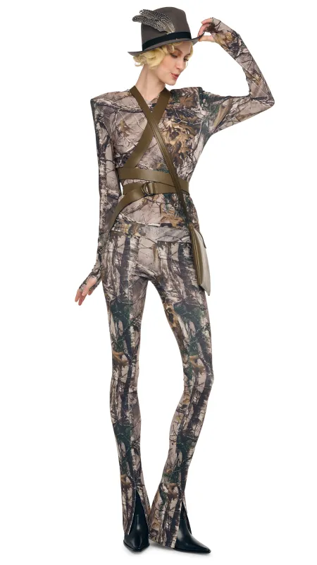 LONG SLEEVE SHOULDER PAD V NECK TOP sold by Norma Kamali