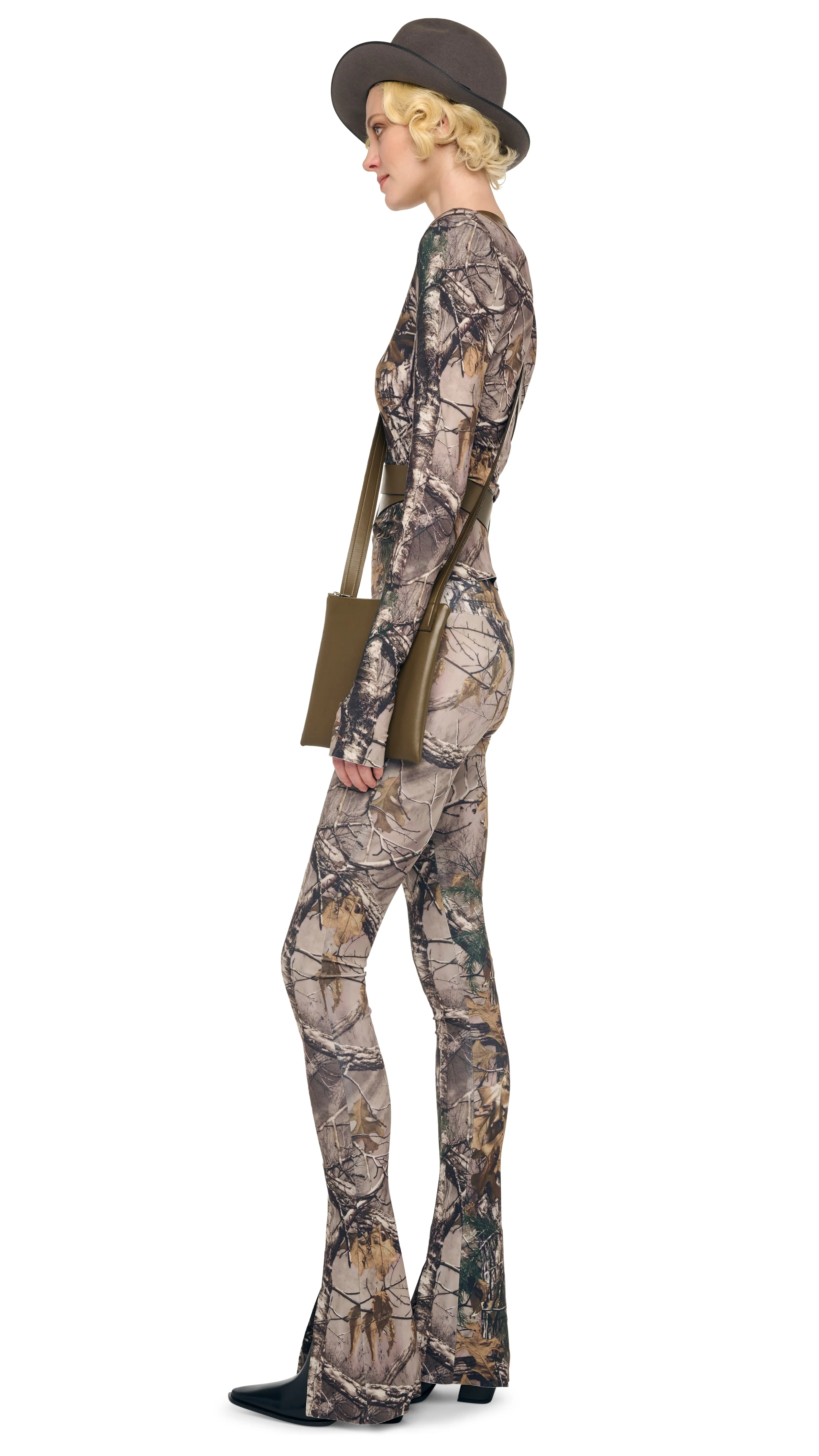 LONG SLEEVE SHOULDER PAD V NECK TOP sold by Norma Kamali product image thumbnail 2