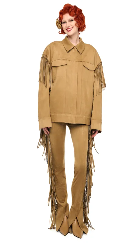 FRINGE OVERSIZED JEAN JACKET sold by Norma Kamali