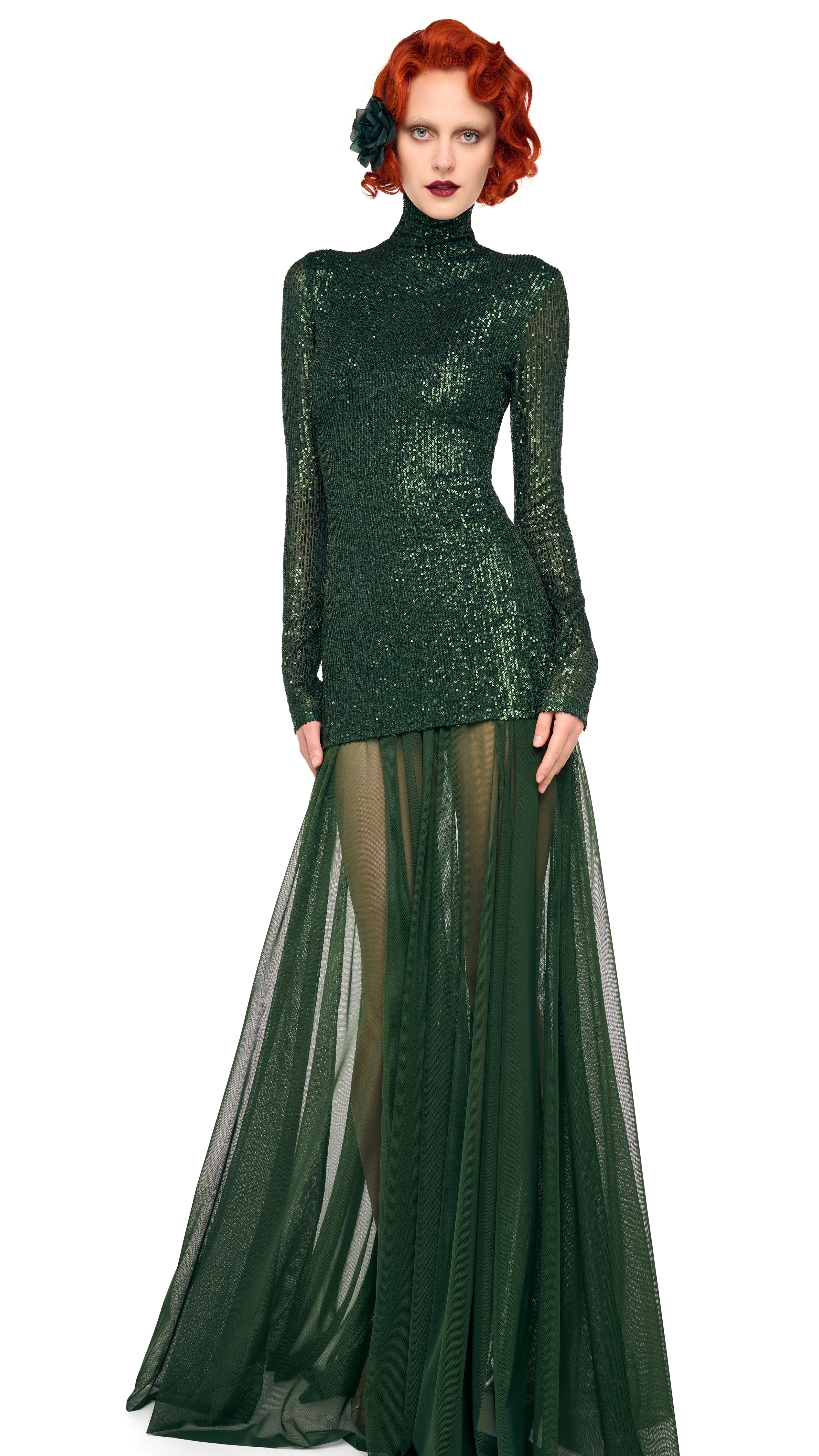 LONG SLEEVE SLIM FIT TURTLENECK PICKLEBALL DRESS sold by Norma Kamali product image thumbnail 4