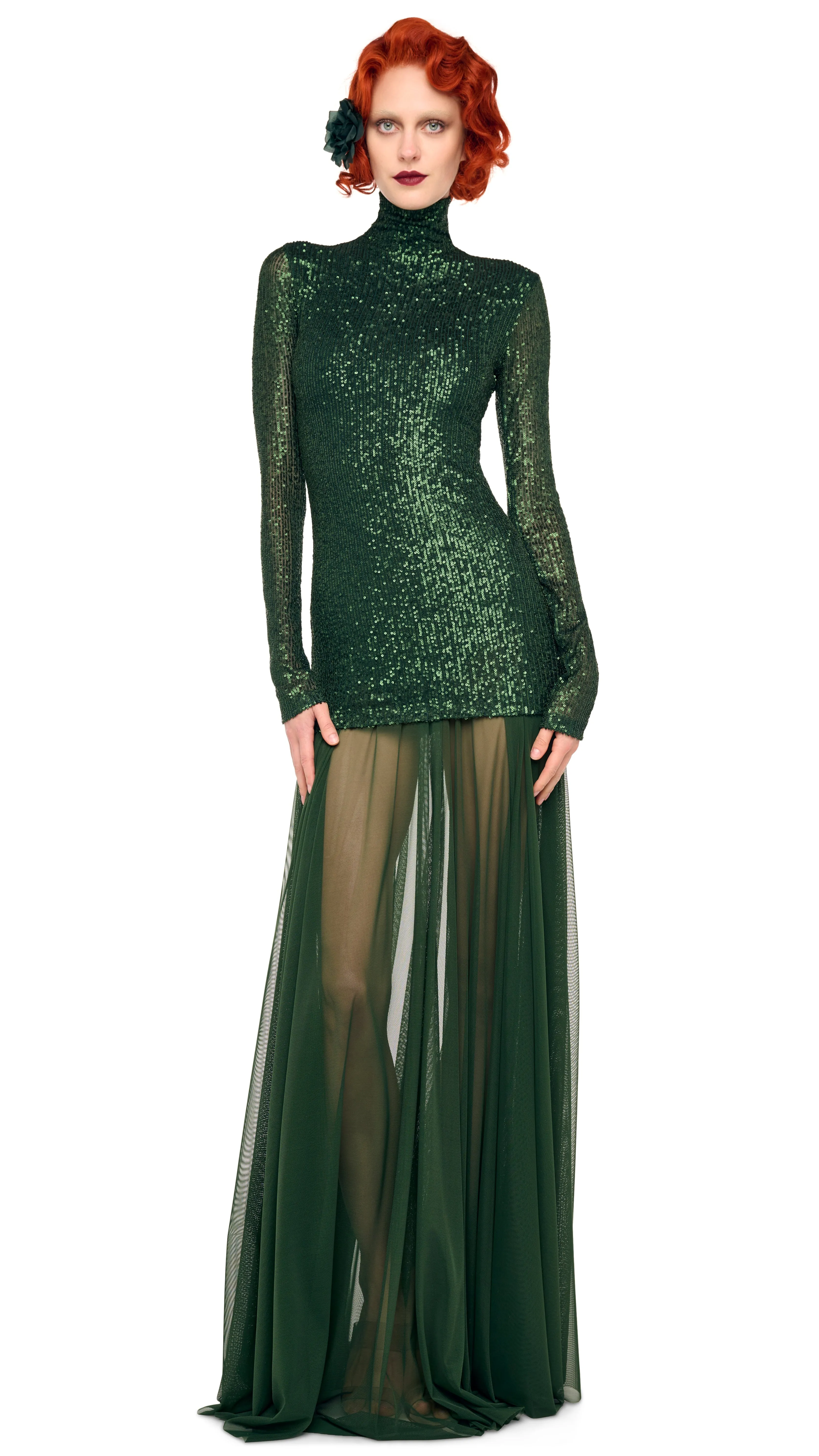 LONG SLEEVE SLIM FIT TURTLENECK PICKLEBALL DRESS sold by Norma Kamali