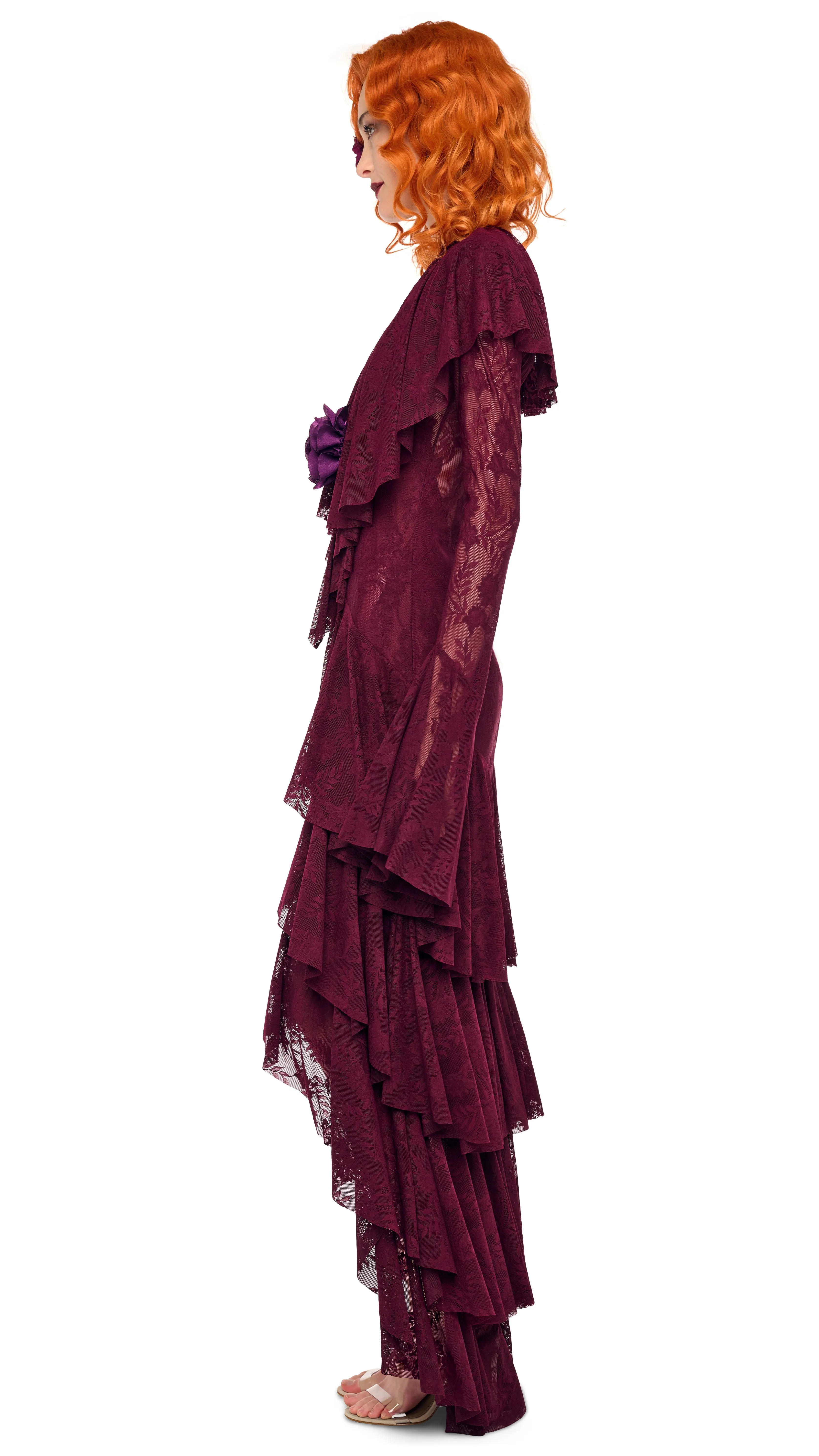 HI LOW LONG SLEEVE DEEP V RUFFLE GOWN sold by Norma Kamali product image thumbnail 2