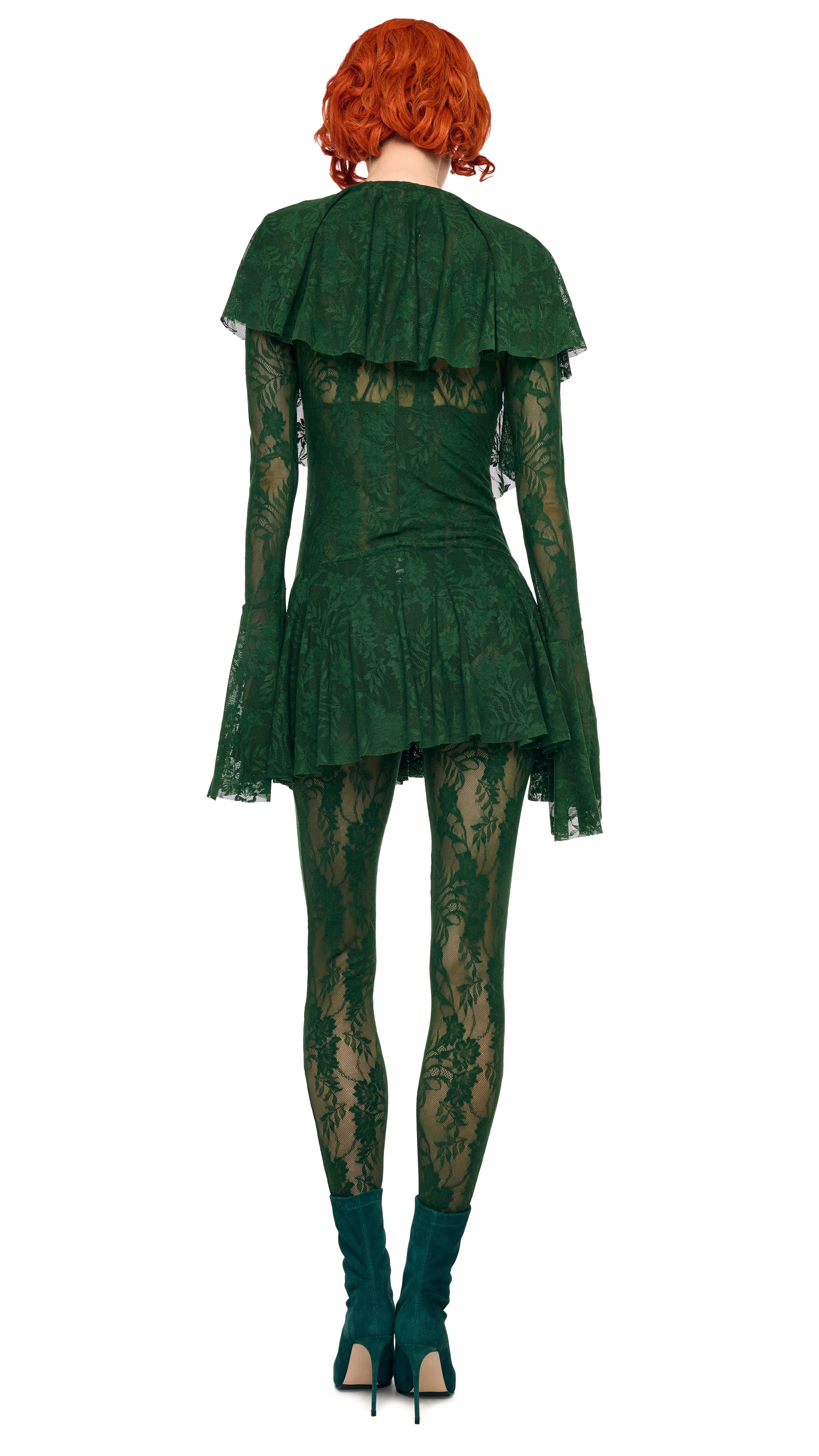 LONG SLEEVE DEEP V RUFFLE MINI DRESS sold by Norma Kamali product image thumbnail 3