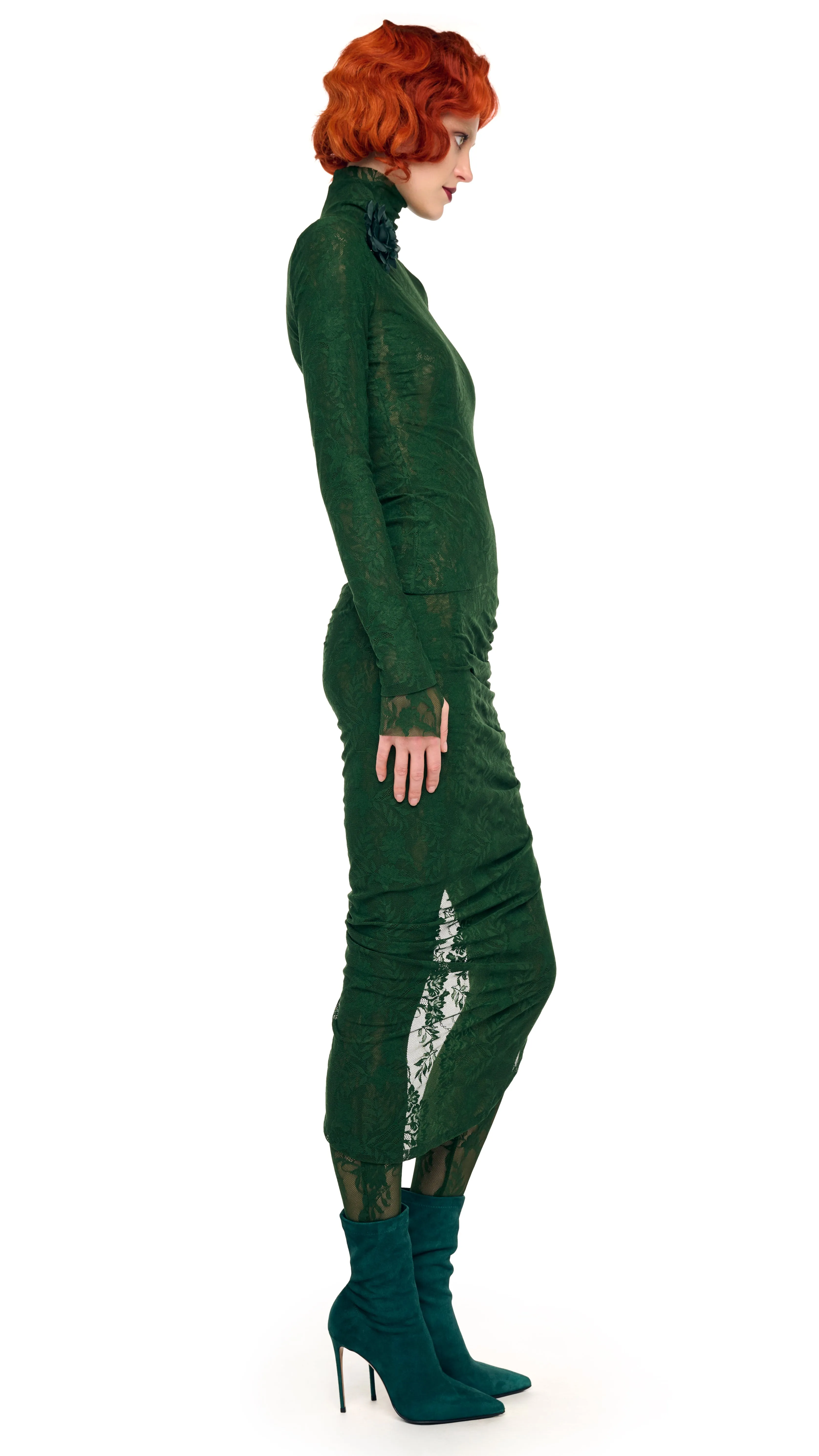 TURTLENECK SIDE DRAPE DRESS sold by Norma Kamali product image thumbnail 5