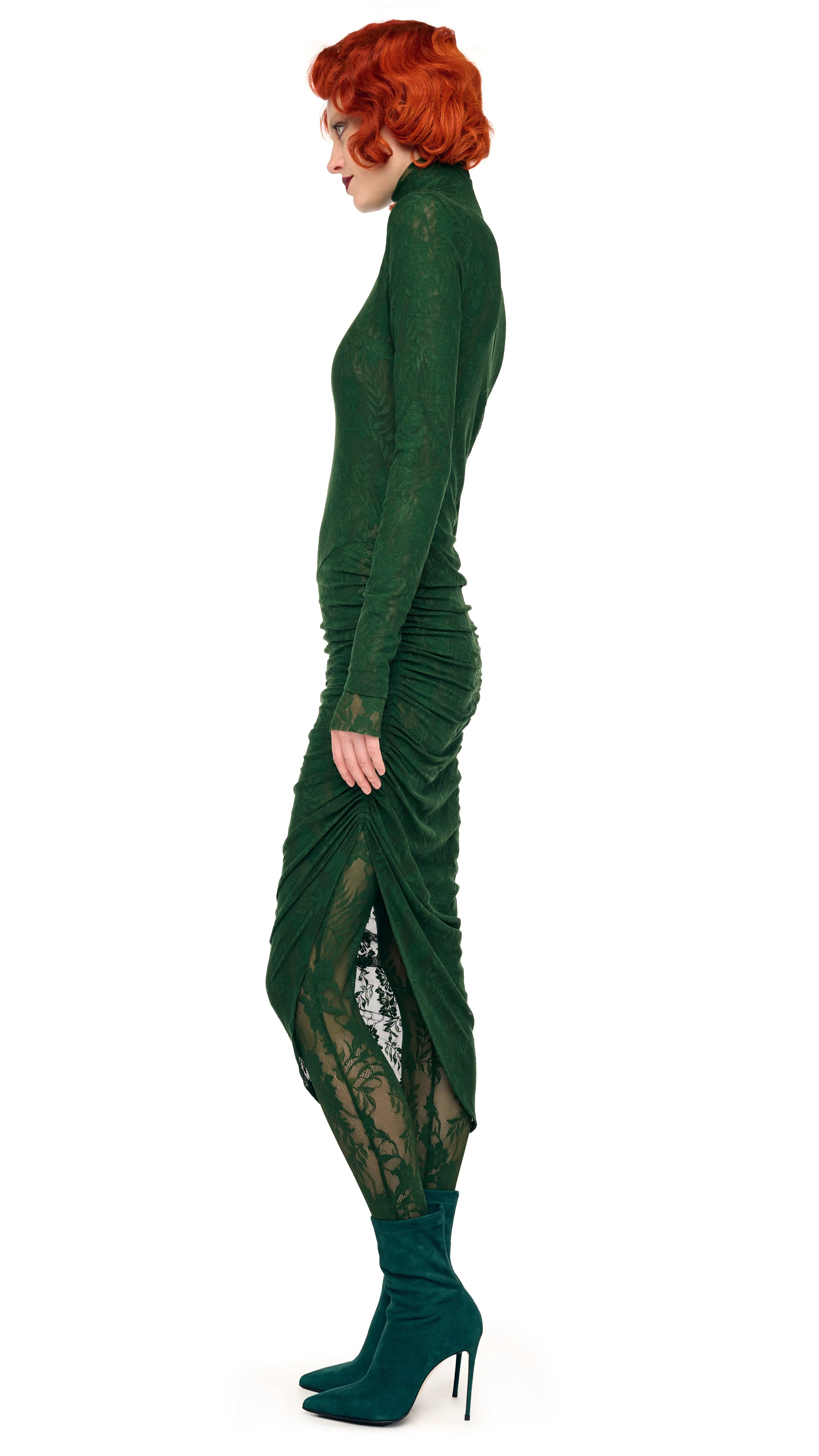 TURTLENECK SIDE DRAPE DRESS sold by Norma Kamali product image thumbnail 2