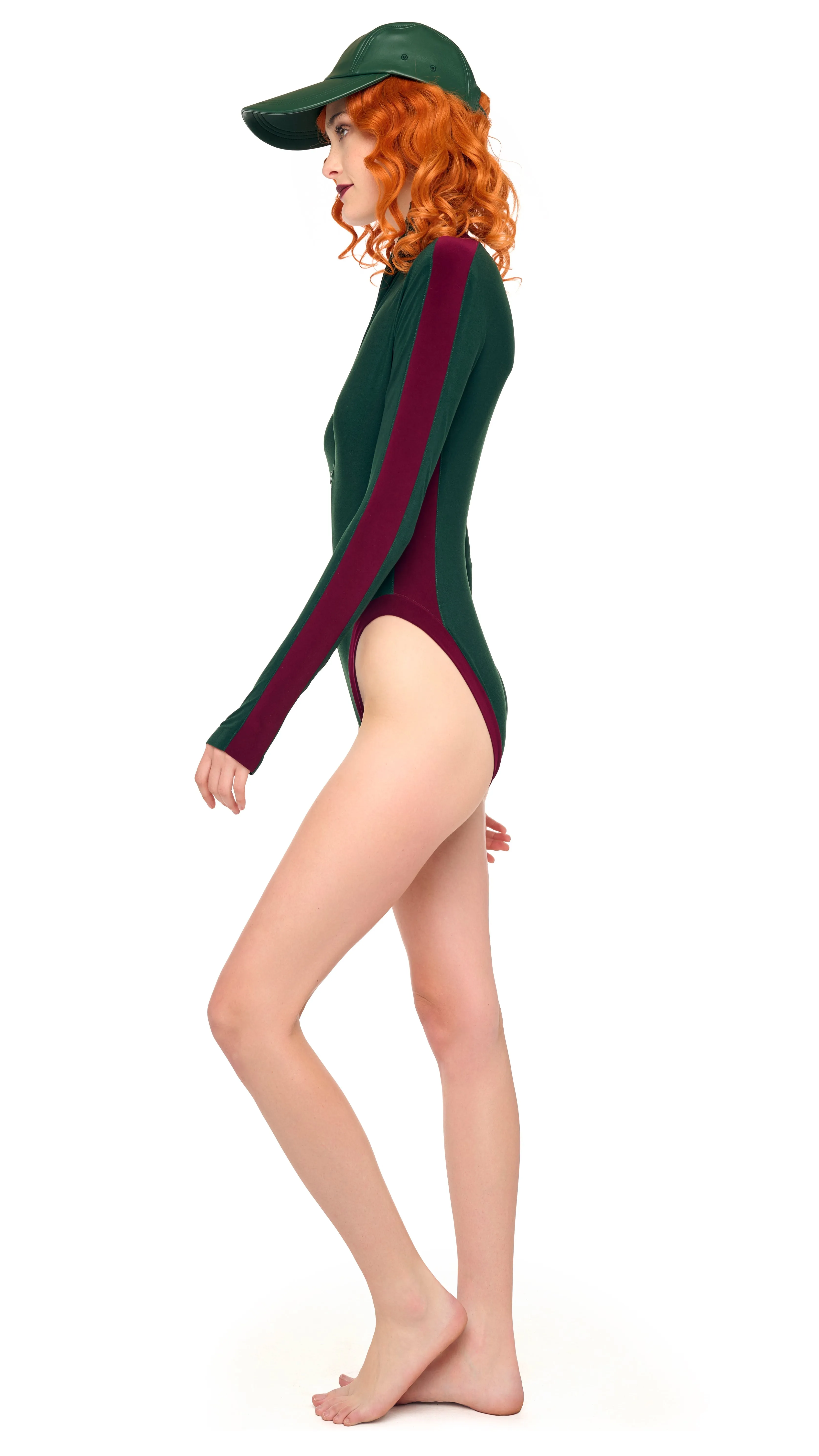 SIDE STRIPE ZIP FRONT L/S TURTLENECK BODYSUIT sold by Norma Kamali product image thumbnail 2