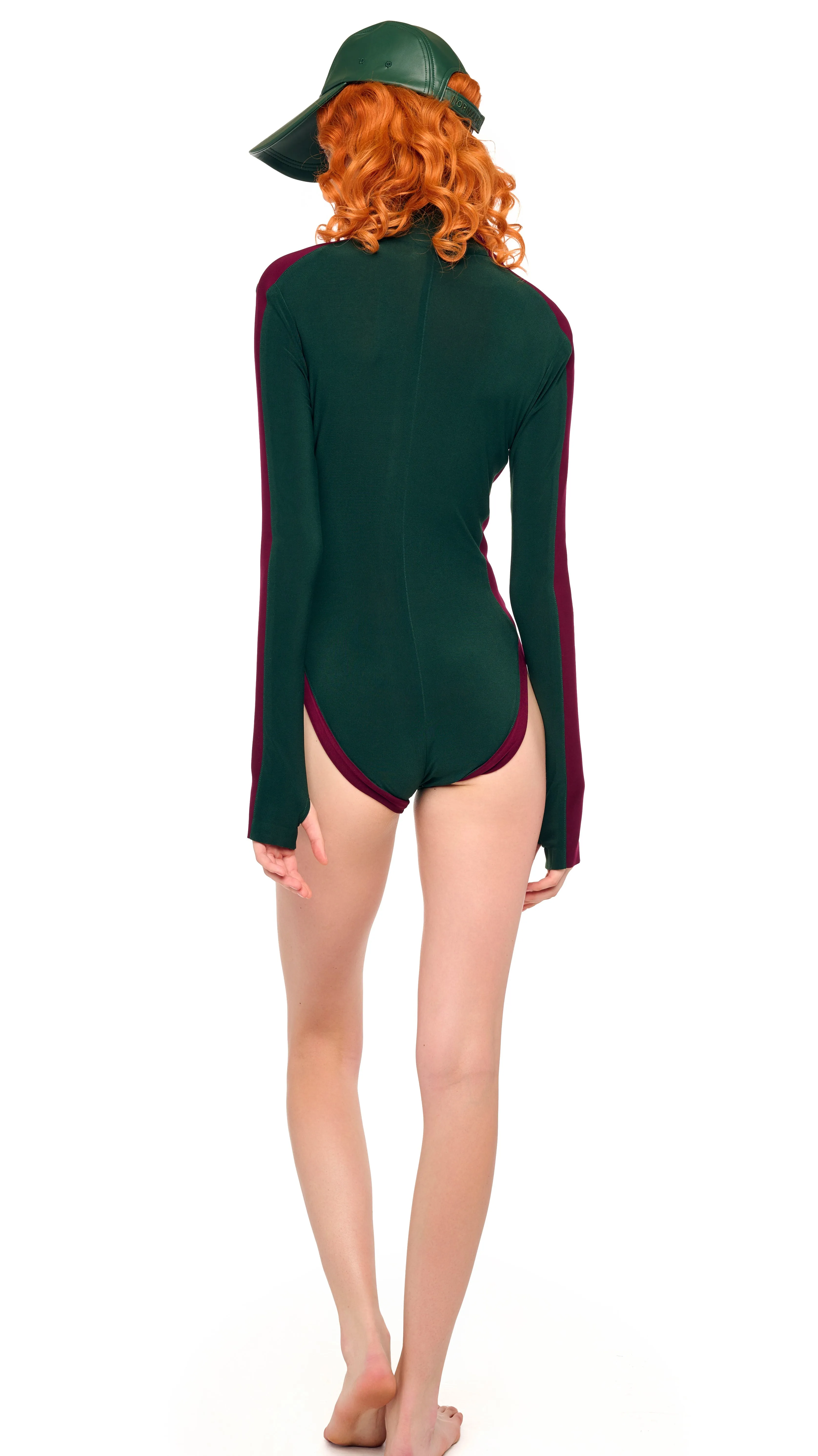 SIDE STRIPE ZIP FRONT L/S TURTLENECK BODYSUIT sold by Norma Kamali product image thumbnail 3