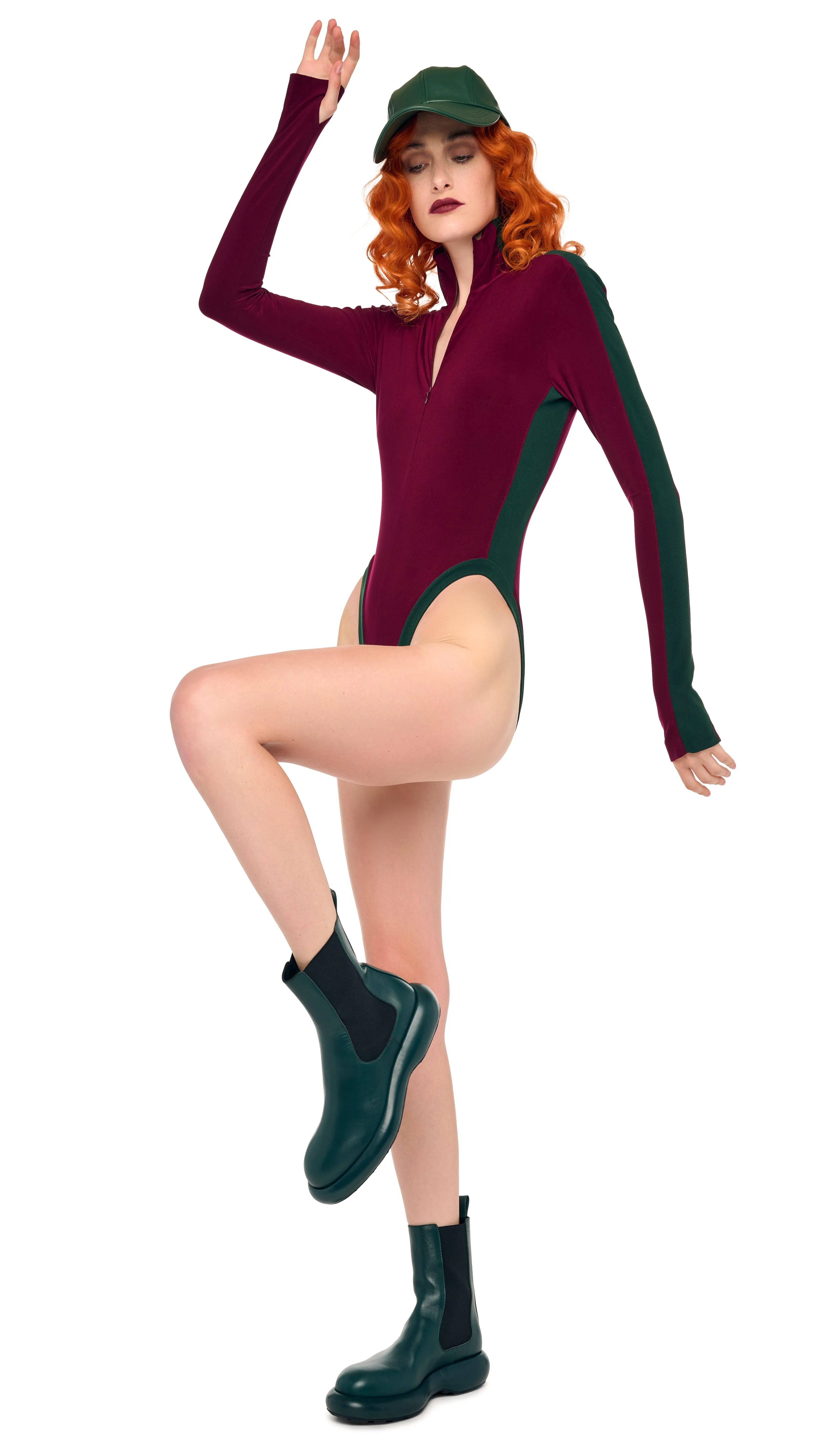 SIDE STRIPE ZIP FRONT L/S TURTLENECK BODYSUIT sold by Norma Kamali product image thumbnail 5