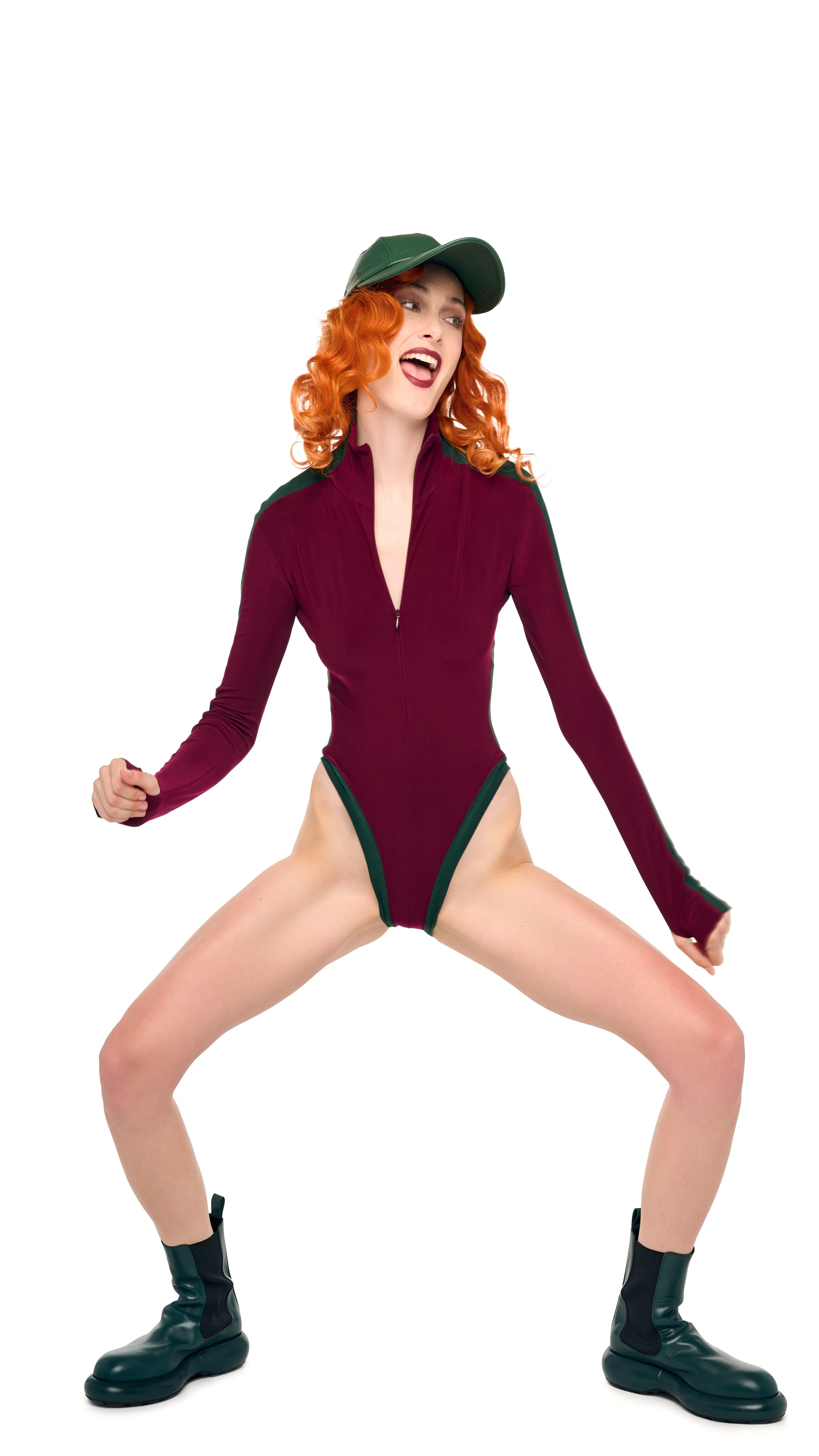 SIDE STRIPE ZIP FRONT L/S TURTLENECK BODYSUIT sold by Norma Kamali product image thumbnail 4