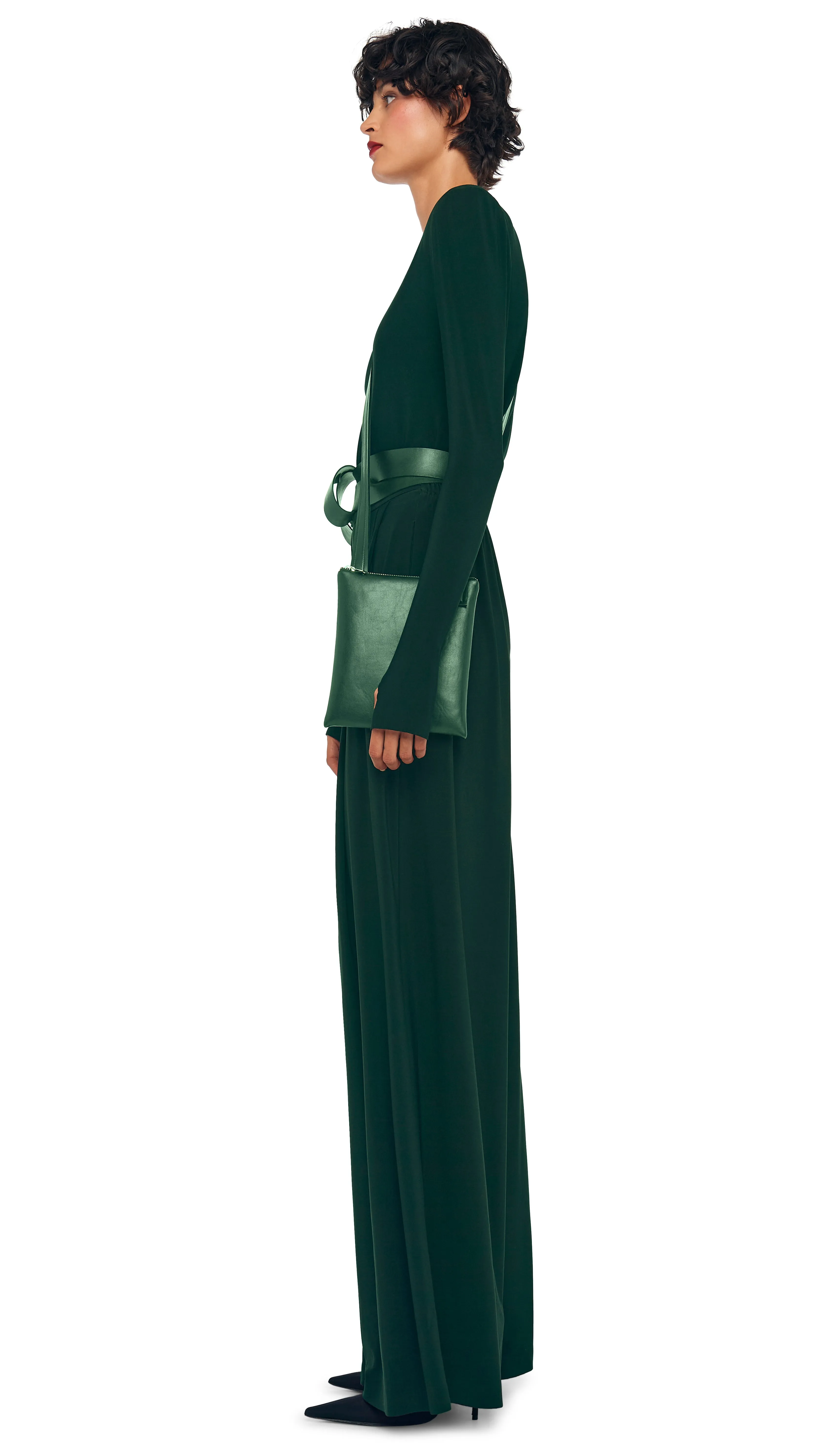 LONG SLEEVE SHOULDER PAD V NECK TOP sold by Norma Kamali product image thumbnail 2