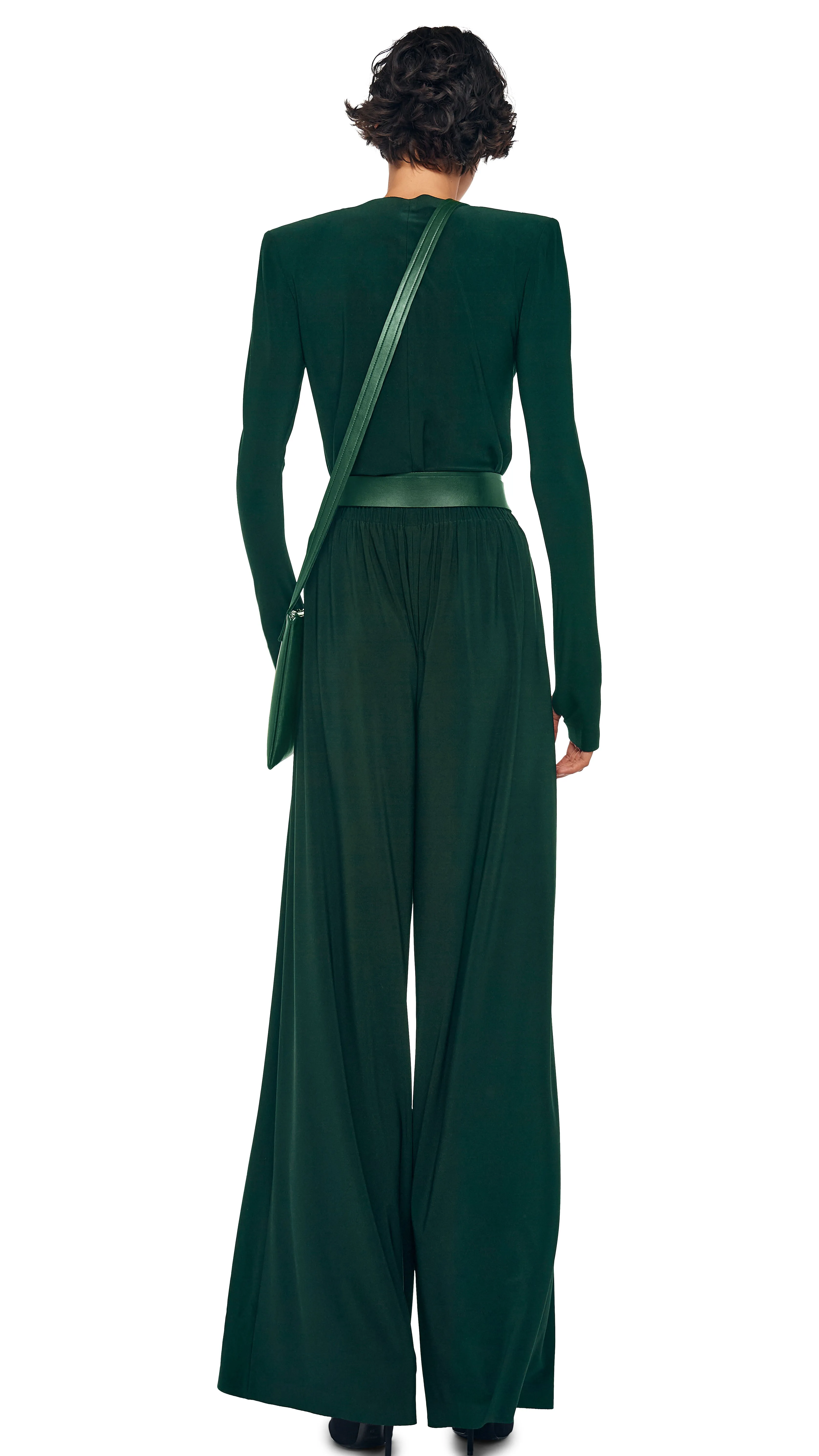 LONG SLEEVE SHOULDER PAD V NECK TOP sold by Norma Kamali product image thumbnail 3