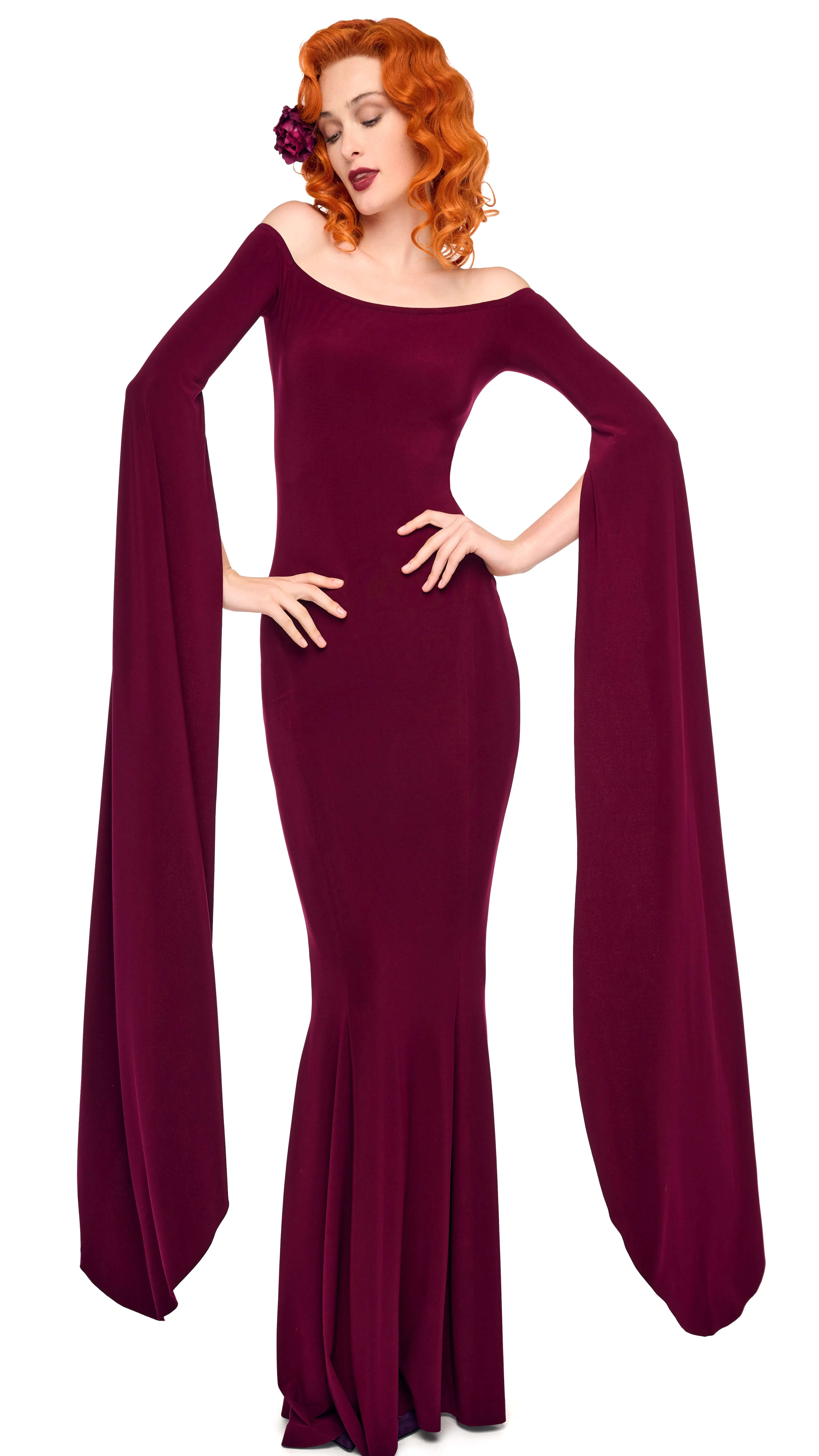 OFF SHOULDER RIBBON SLEEVE FISHTAIL GOWN sold by Norma Kamali product image thumbnail 5