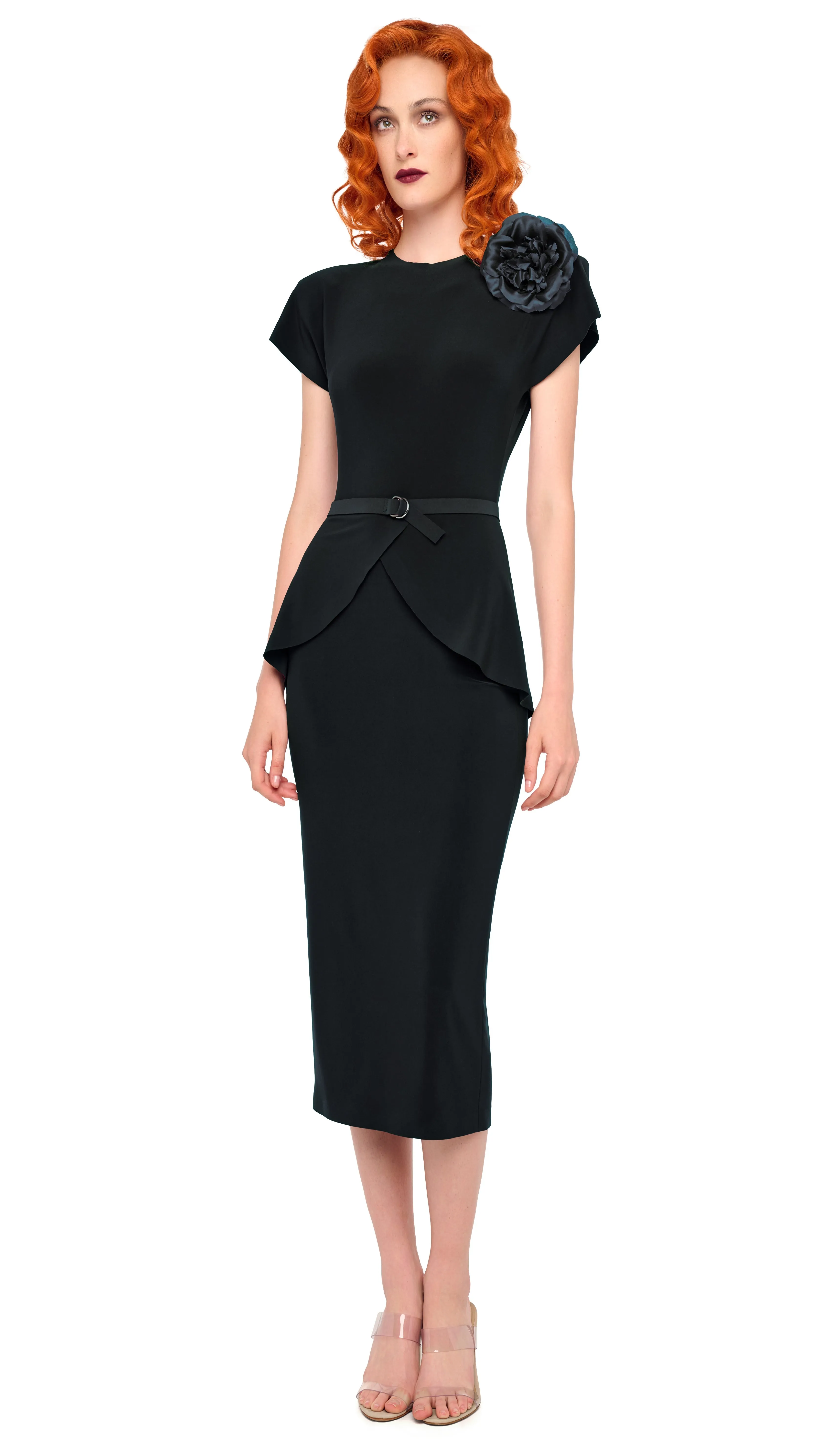 CAP SLEEVE PEPLUM DRESS sold by Norma Kamali