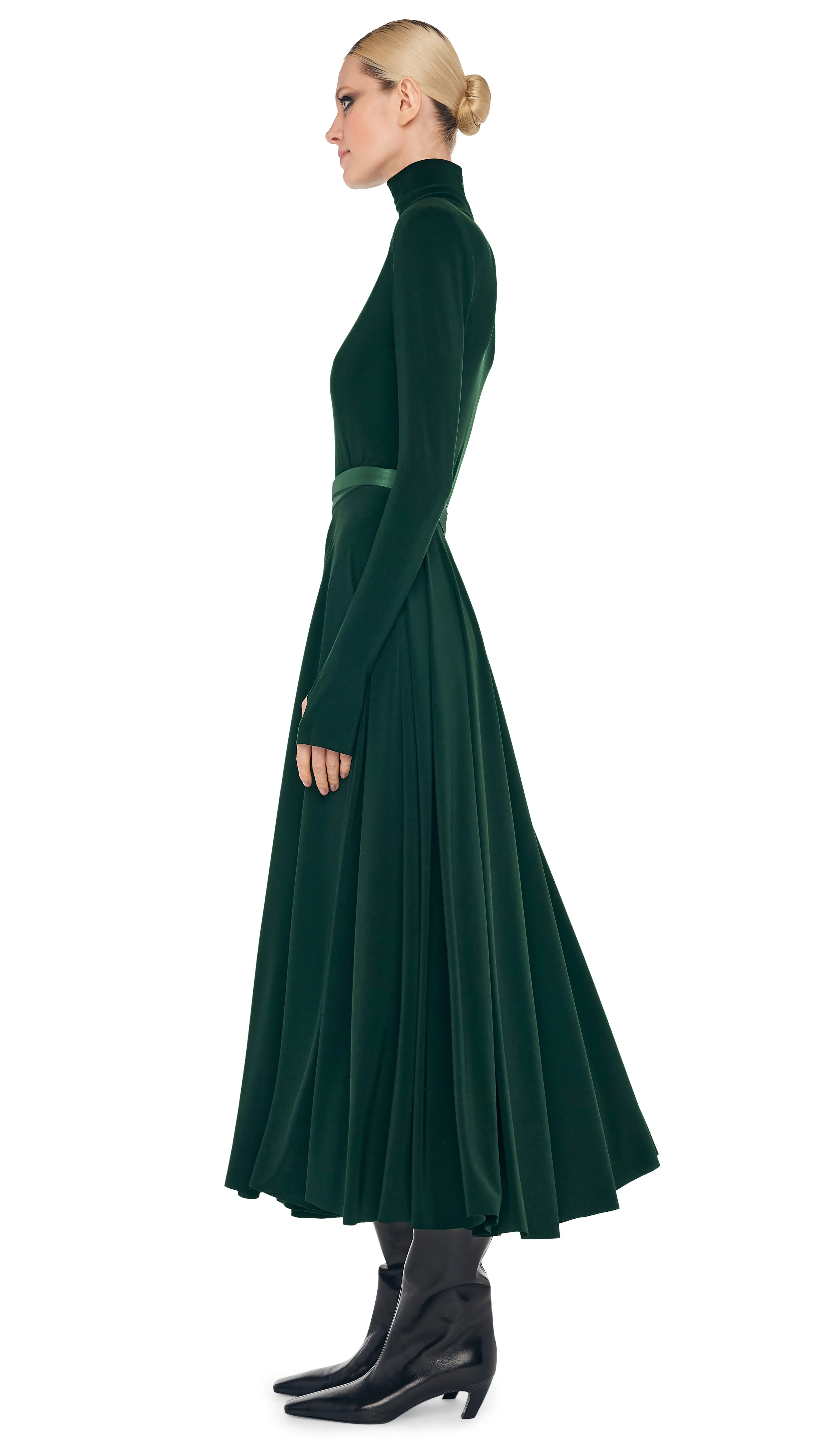 LS SHOULDER PAD TURTLE FLARED DRESS TO MIDCALF sold by Norma Kamali product image thumbnail 2