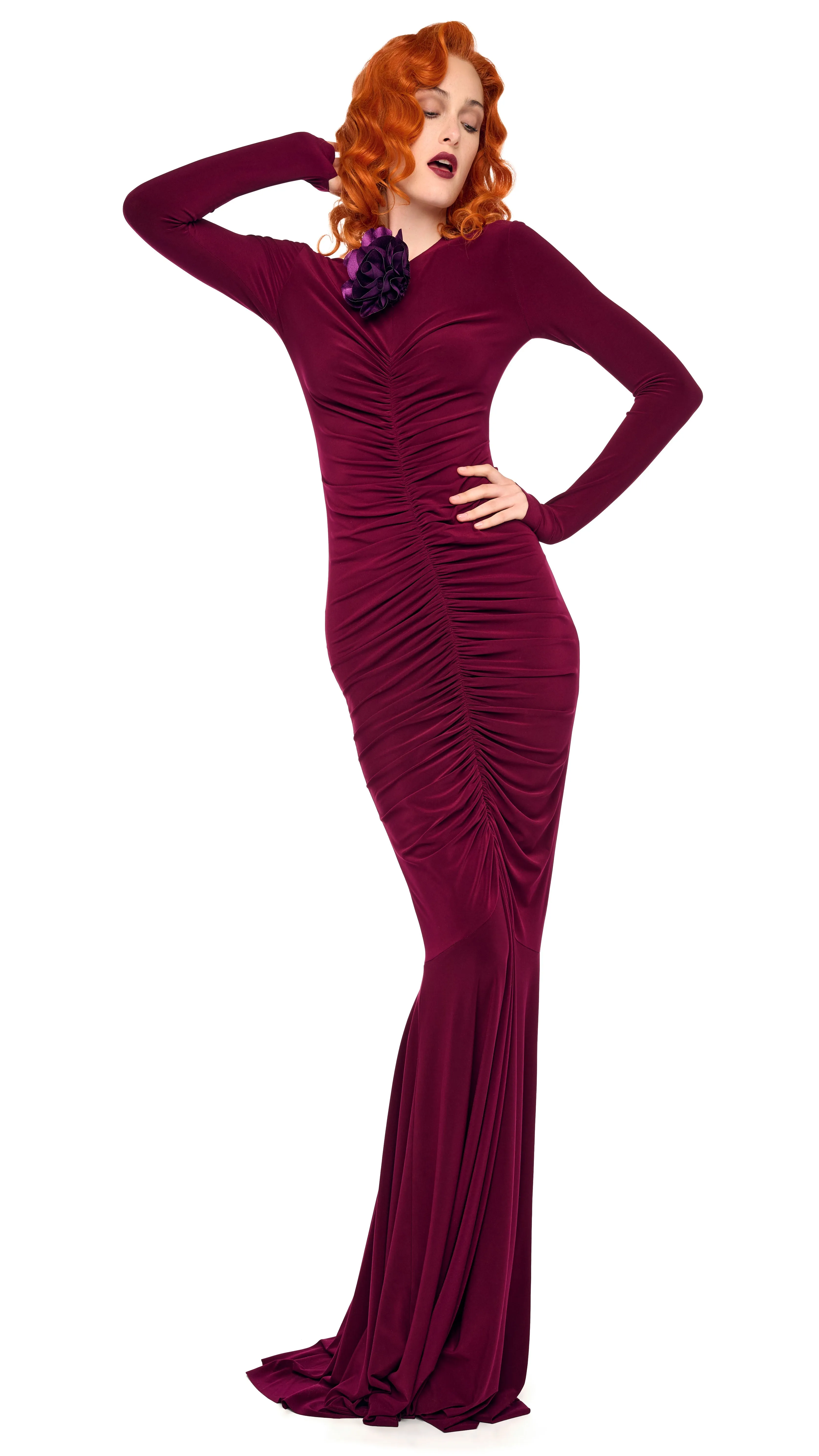 SHIRRED FRONT FISHTAIL GOWN sold by Norma Kamali product image thumbnail 4