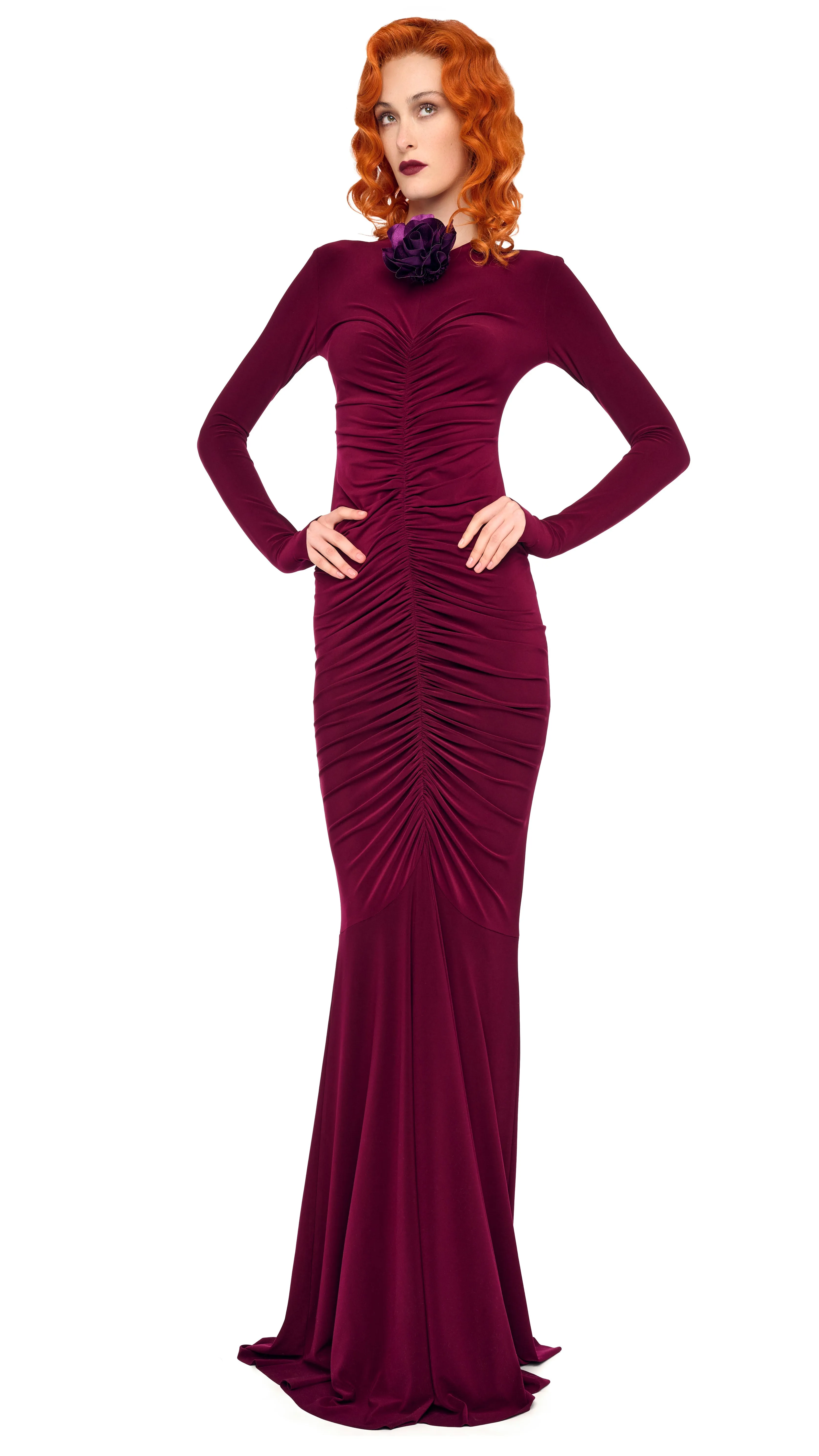 SHIRRED FRONT FISHTAIL GOWN sold by Norma Kamali