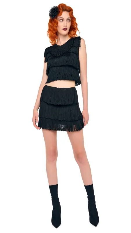 FRINGE MINI SKIRT sold by Norma Kamali