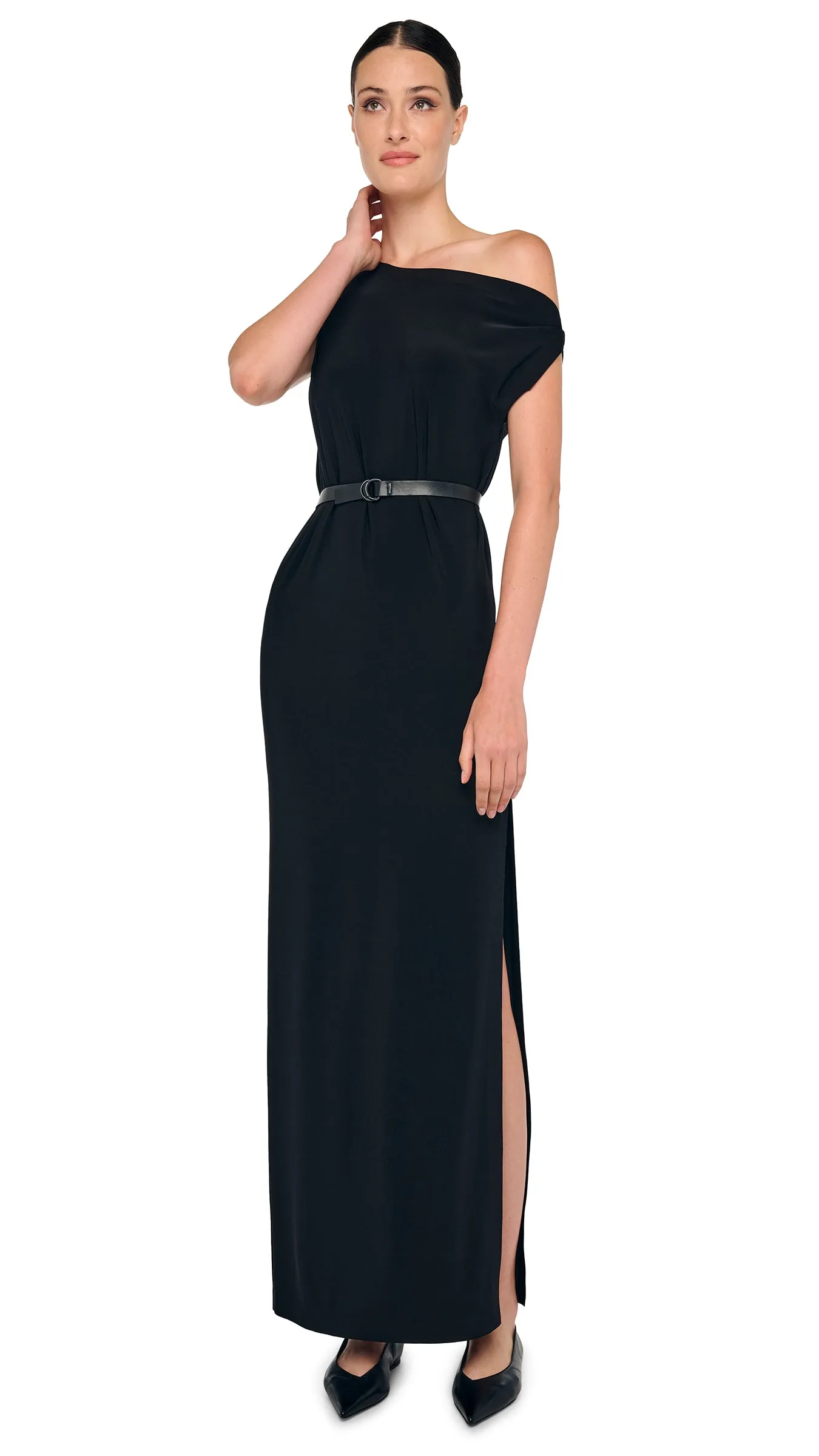 DROP SHOULDER LONG DRESS W/ SIDE SLIT sold by Norma Kamali product image thumbnail 5