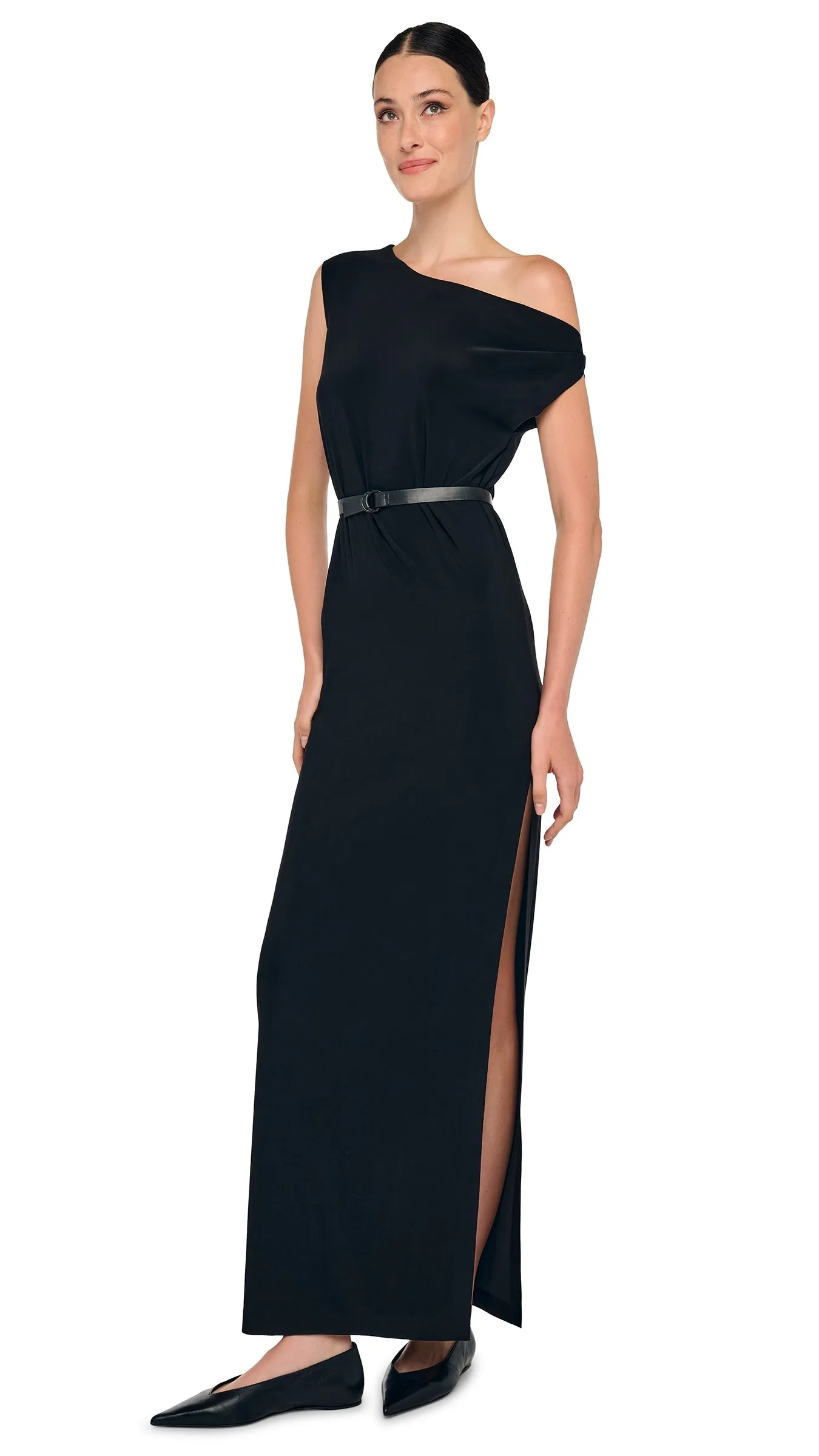 DROP SHOULDER LONG DRESS W/ SIDE SLIT sold by Norma Kamali product image thumbnail 4