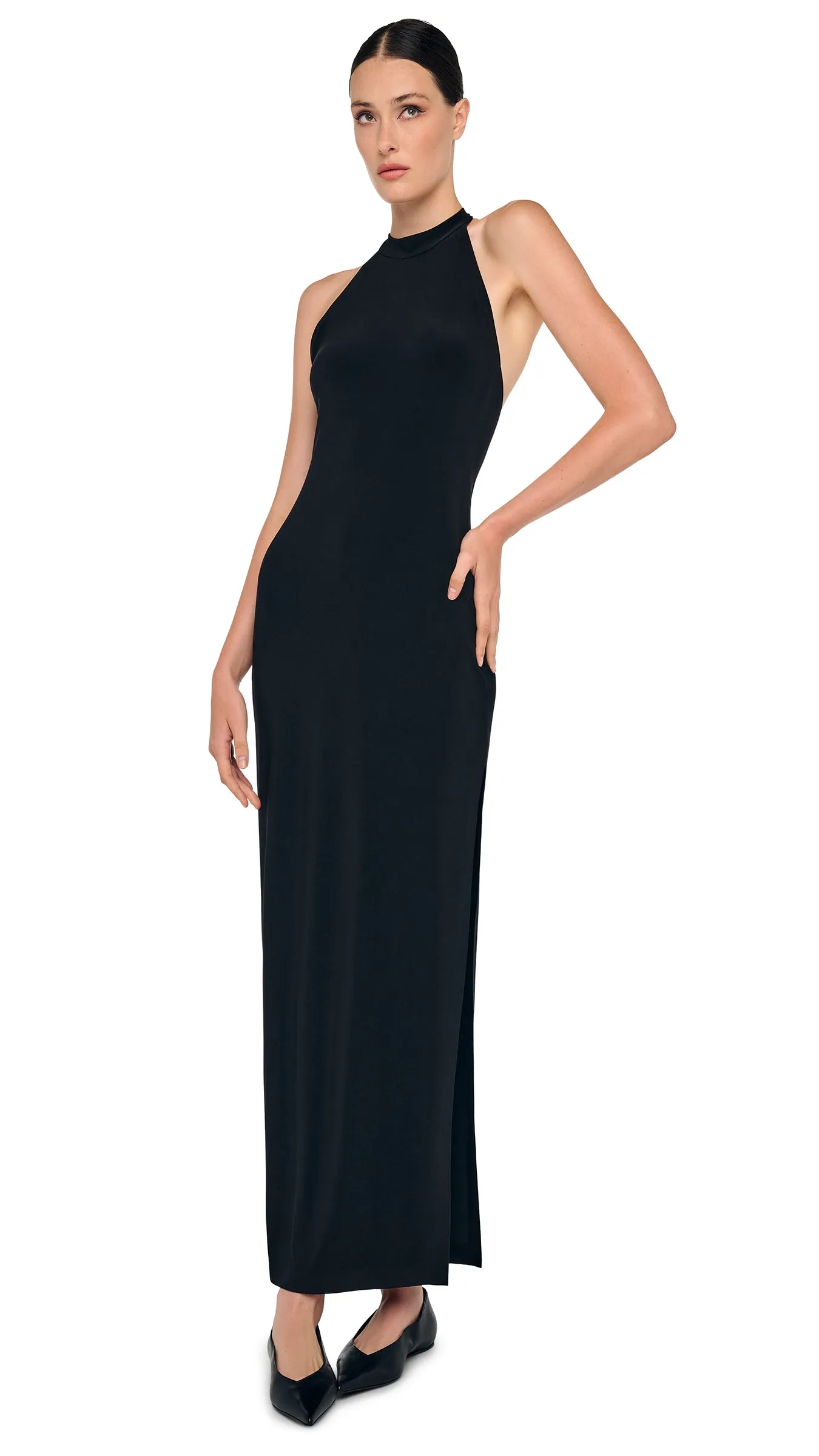 HALTER LONG DRESS W/ SIDE SLIT sold by Norma Kamali product image thumbnail 4