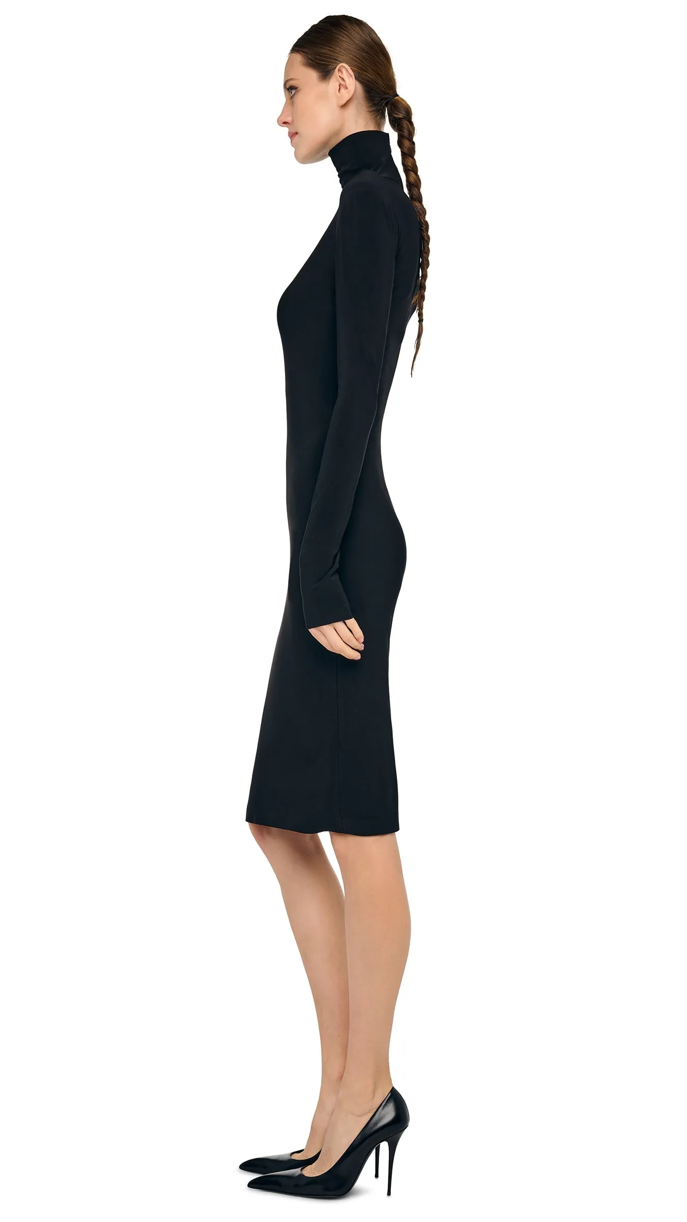 LONG SLEEVE TURTLENECK DRESS TO KNEE sold by Norma Kamali product image thumbnail 2