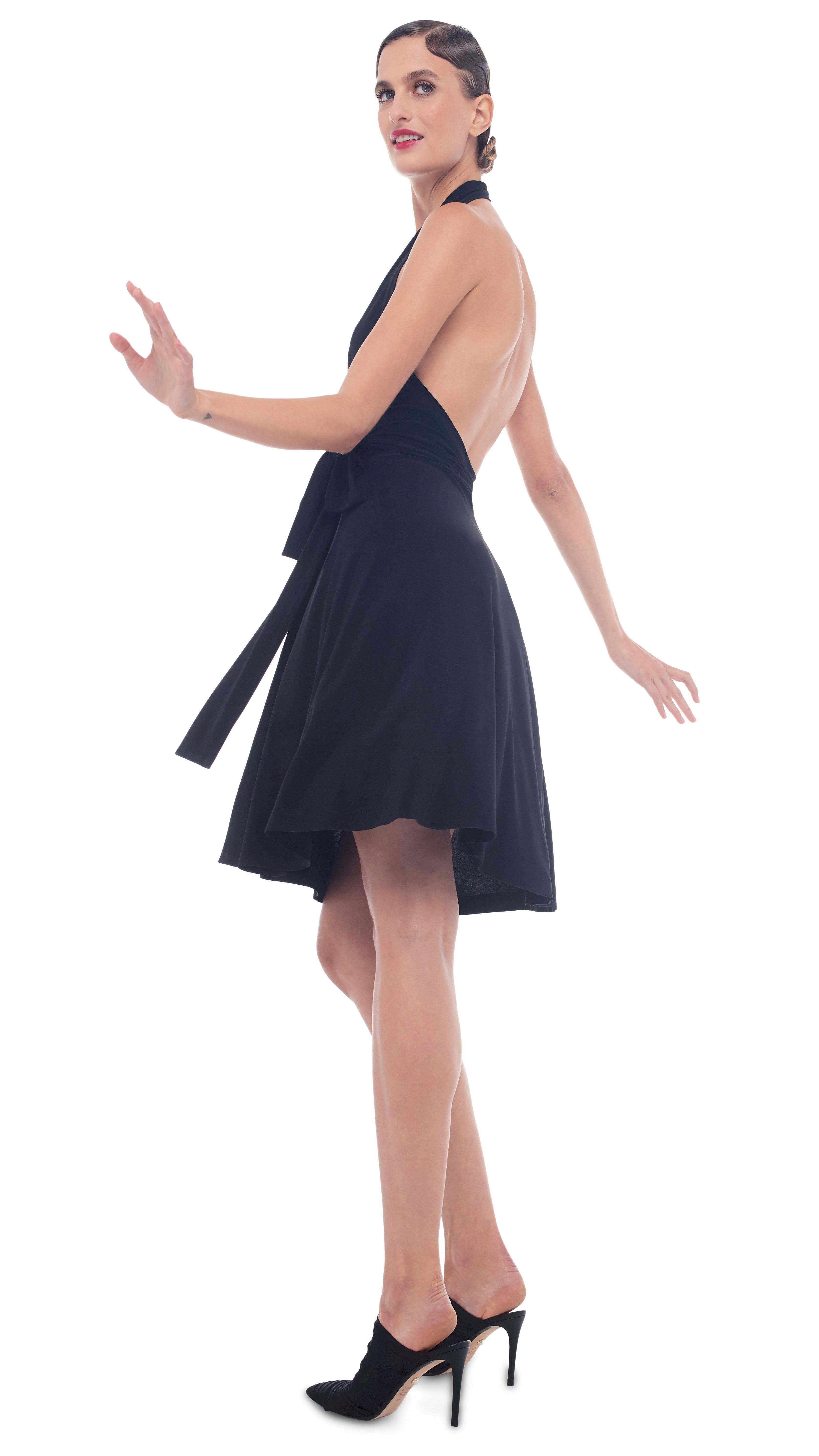 HALTER WRAP FLARED DRESS sold by Norma Kamali product image thumbnail 5