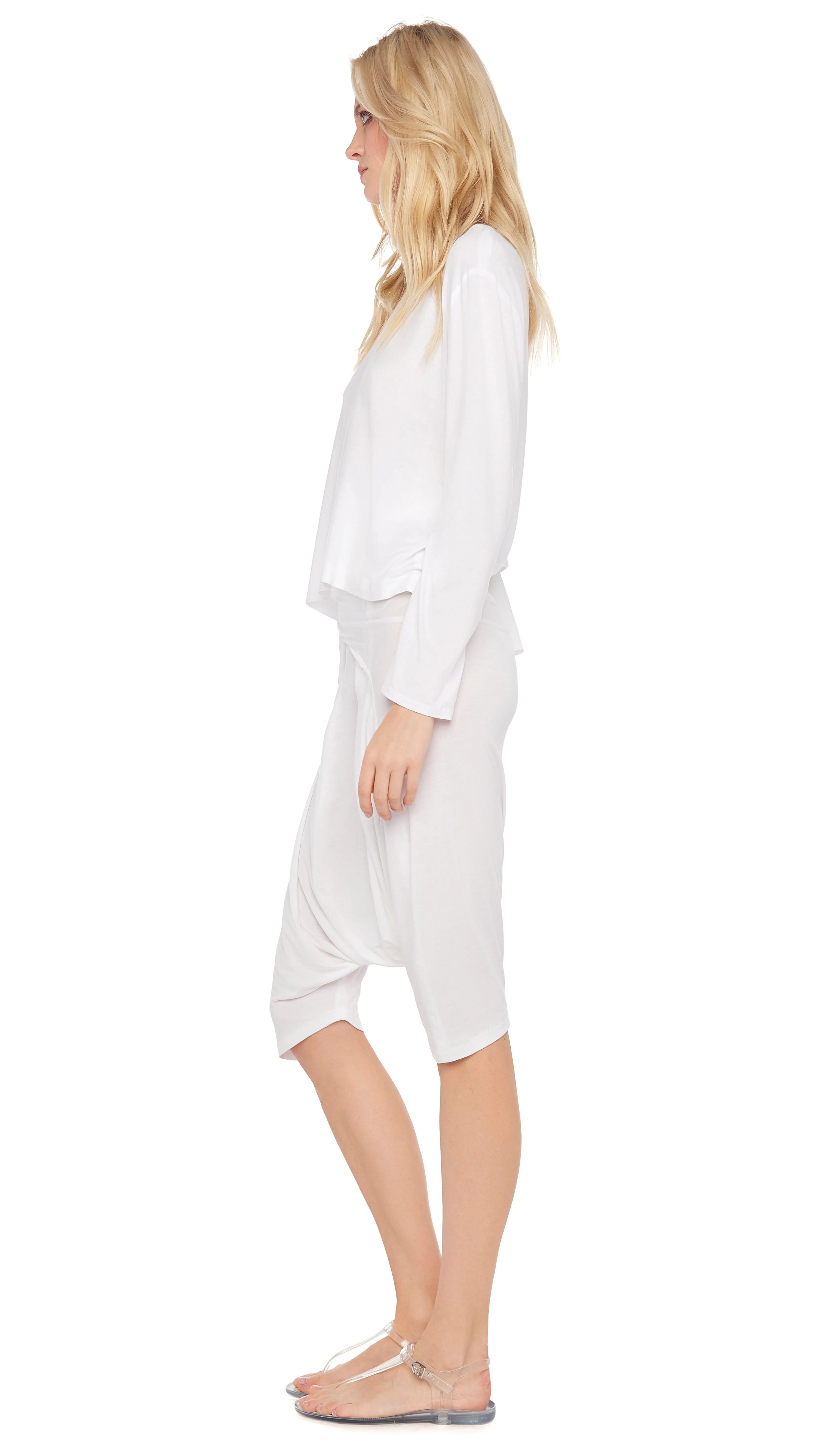 CROPPED BF LONG SLEEVE CREW TOP sold by Norma Kamali product image thumbnail 2