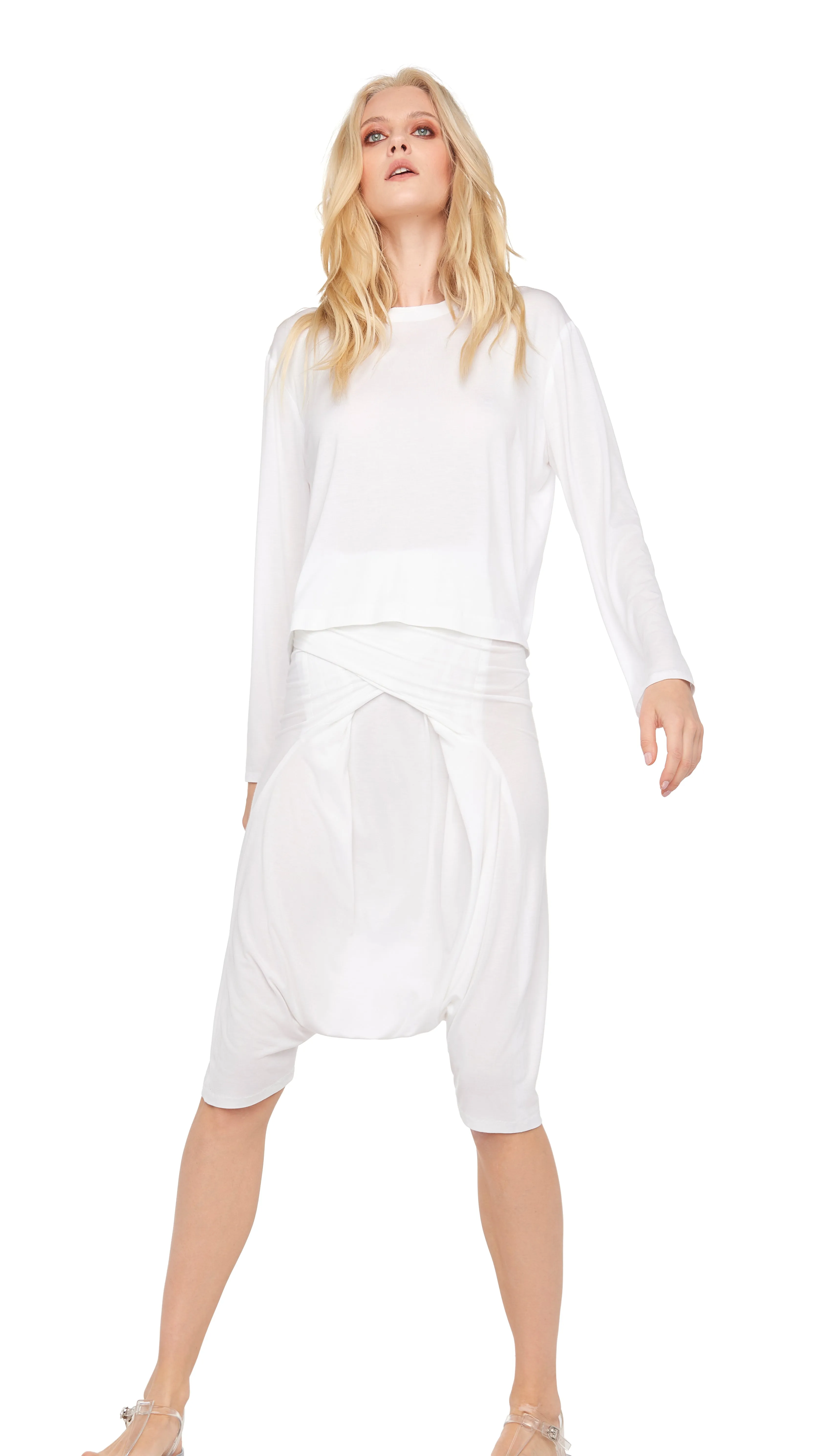 CROPPED BF LONG SLEEVE CREW TOP sold by Norma Kamali product image thumbnail 5