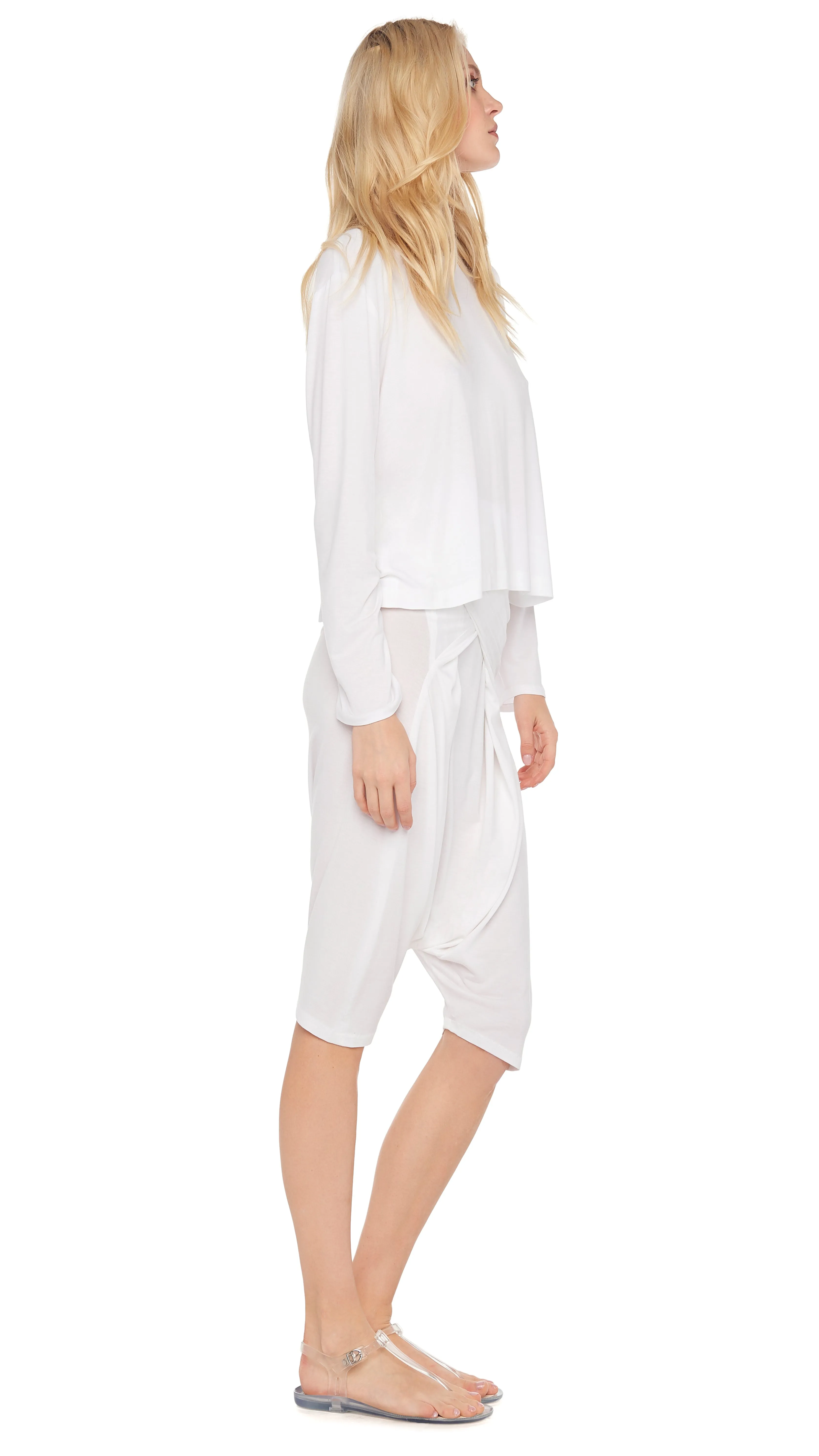 CROPPED BF LONG SLEEVE CREW TOP sold by Norma Kamali product image thumbnail 4