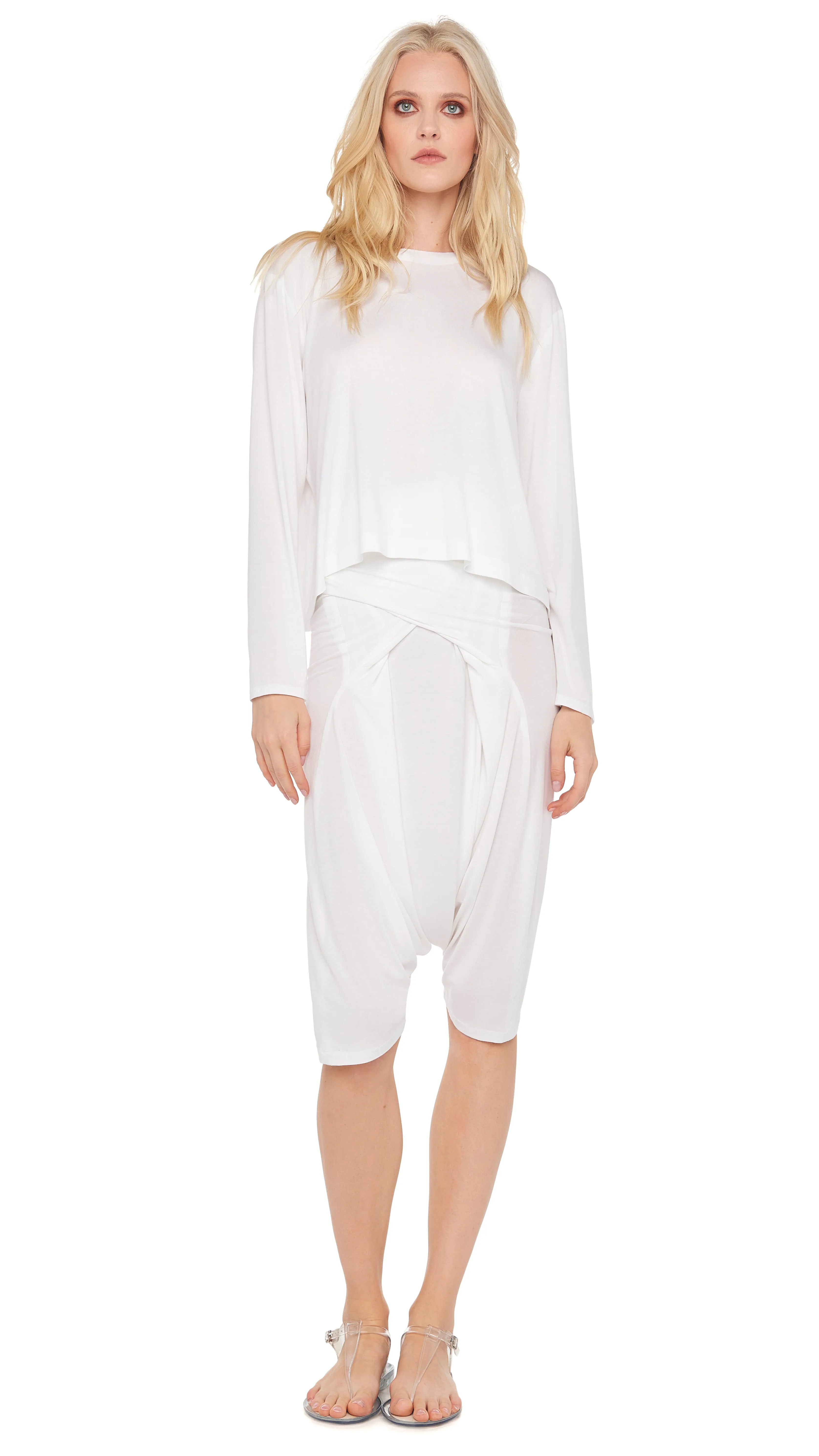 CROPPED BF LONG SLEEVE CREW TOP sold by Norma Kamali