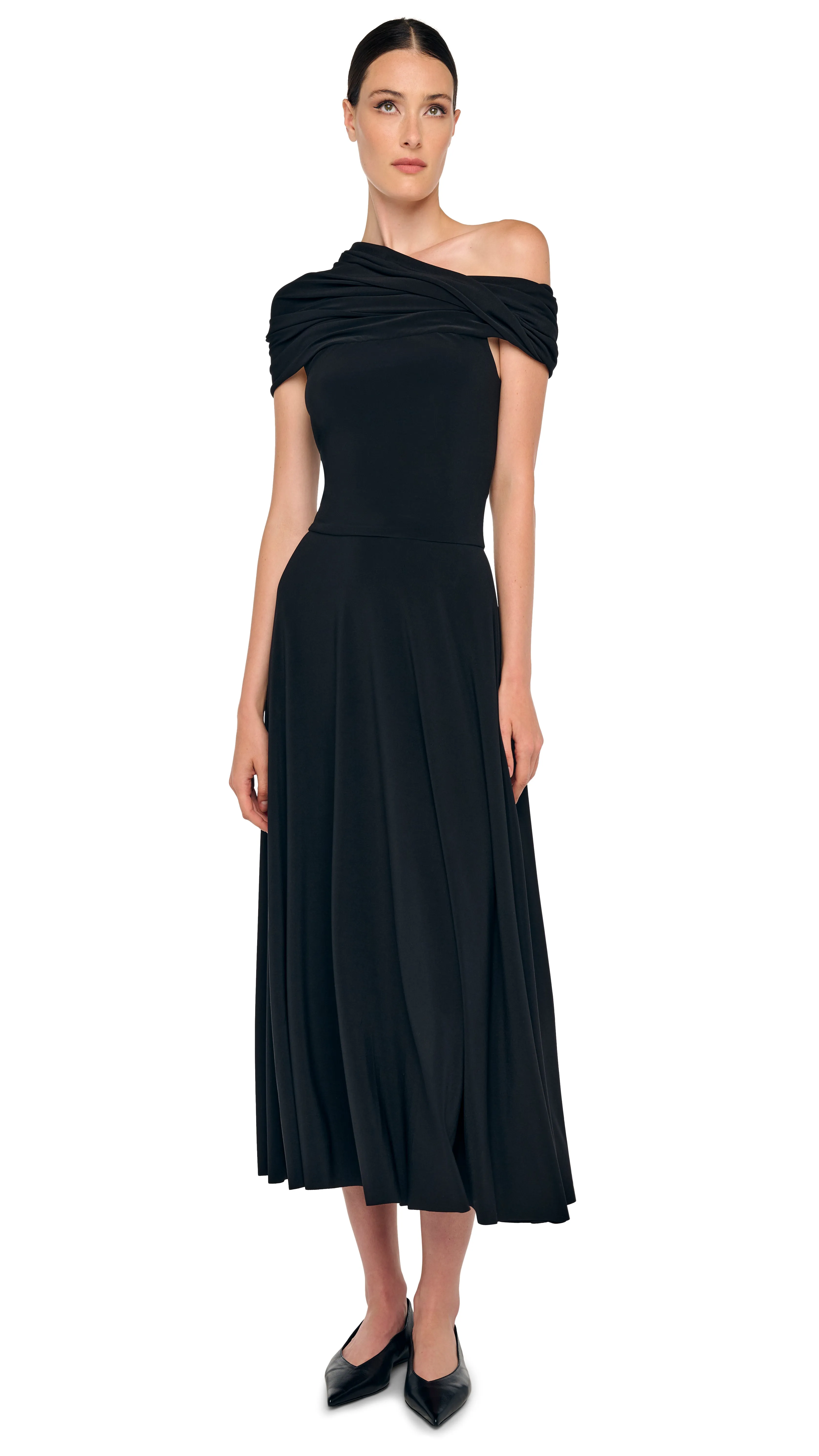 COWL HOODED FLARED DRESS sold by Norma Kamali product image thumbnail 5