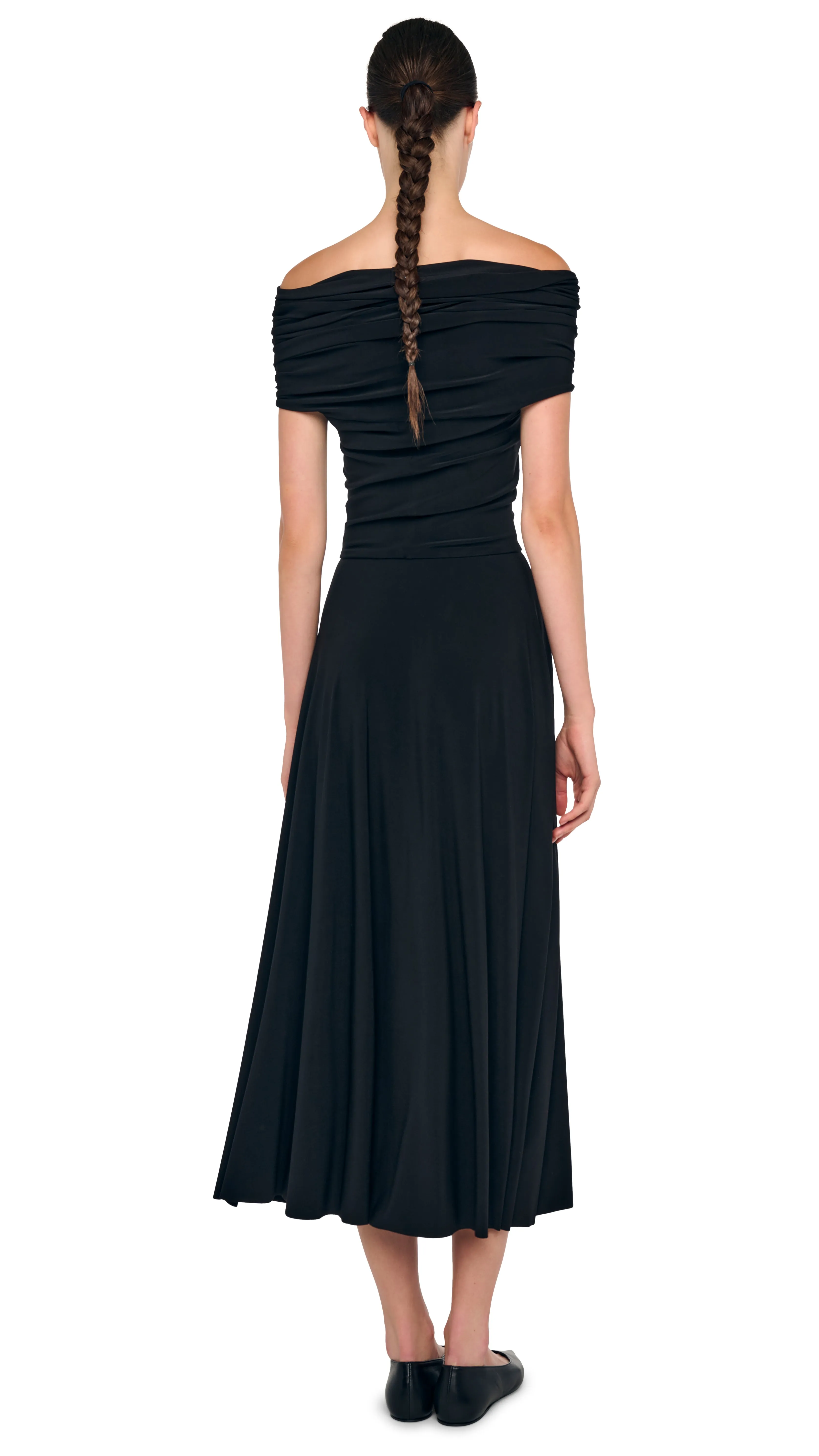 COWL HOODED FLARED DRESS sold by Norma Kamali product image thumbnail 3