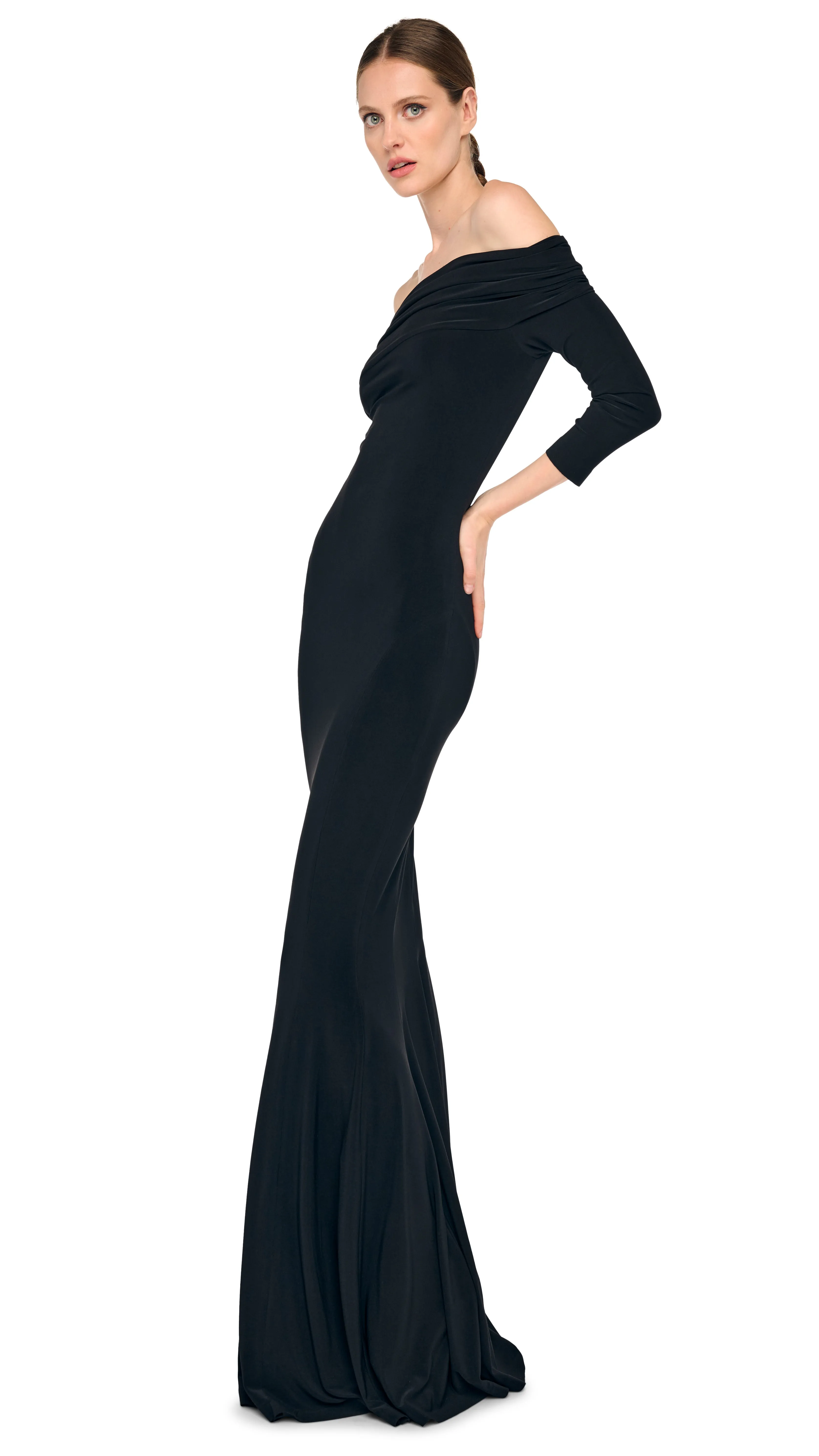 3/4 SLEEVE COWL FISHTAIL GOWN sold by Norma Kamali product image thumbnail 5