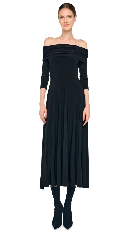 3/4 SLEEVE COWL FLARED DRESS sold by Norma Kamali