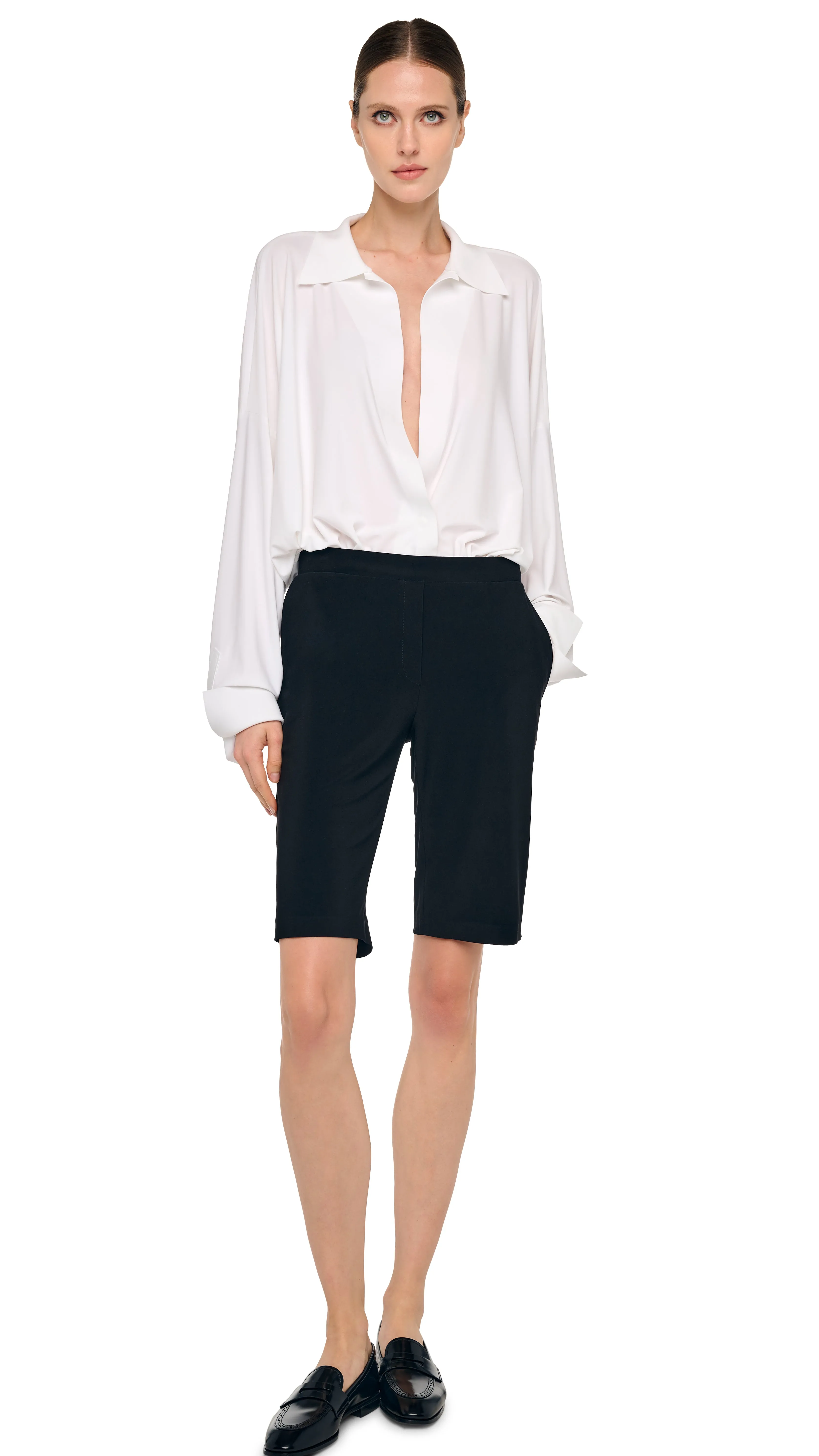 FLAT FRONT BERMUDA SHORT sold by Norma Kamali product image thumbnail 4