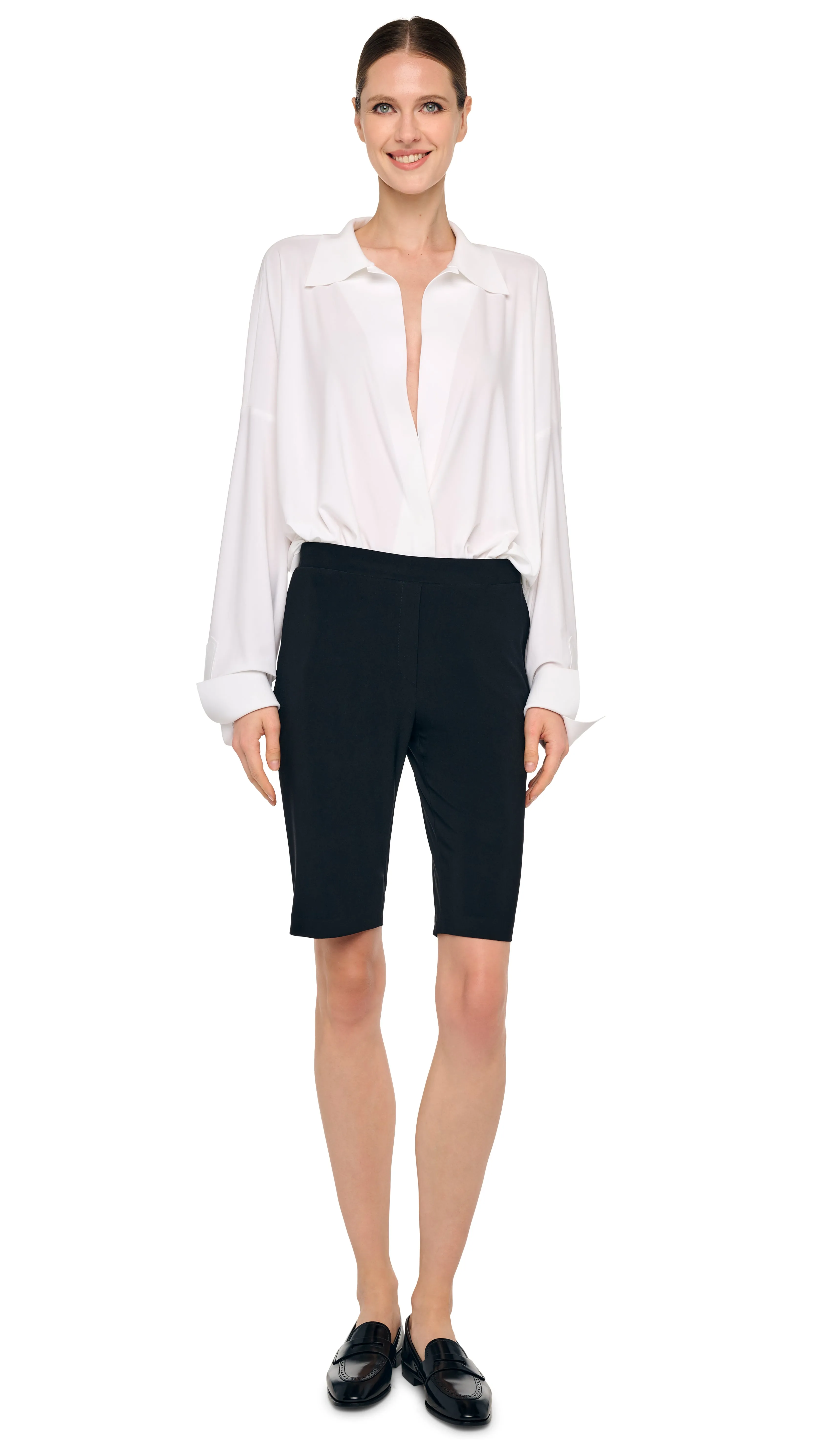 FLAT FRONT BERMUDA SHORT sold by Norma Kamali