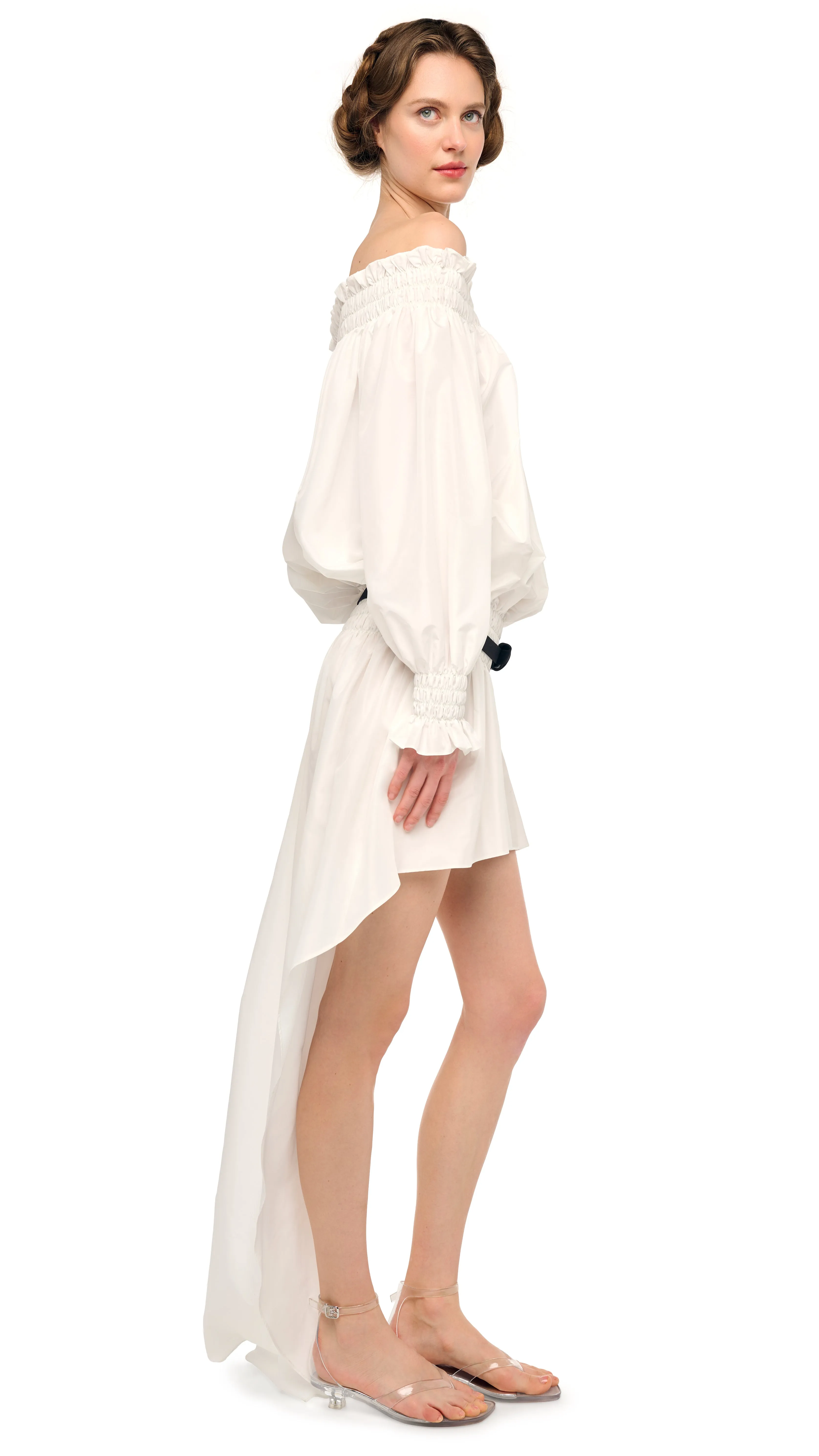 LONG SLEEVE PEASANT HI LOW DRESS sold by Norma Kamali product image thumbnail 4