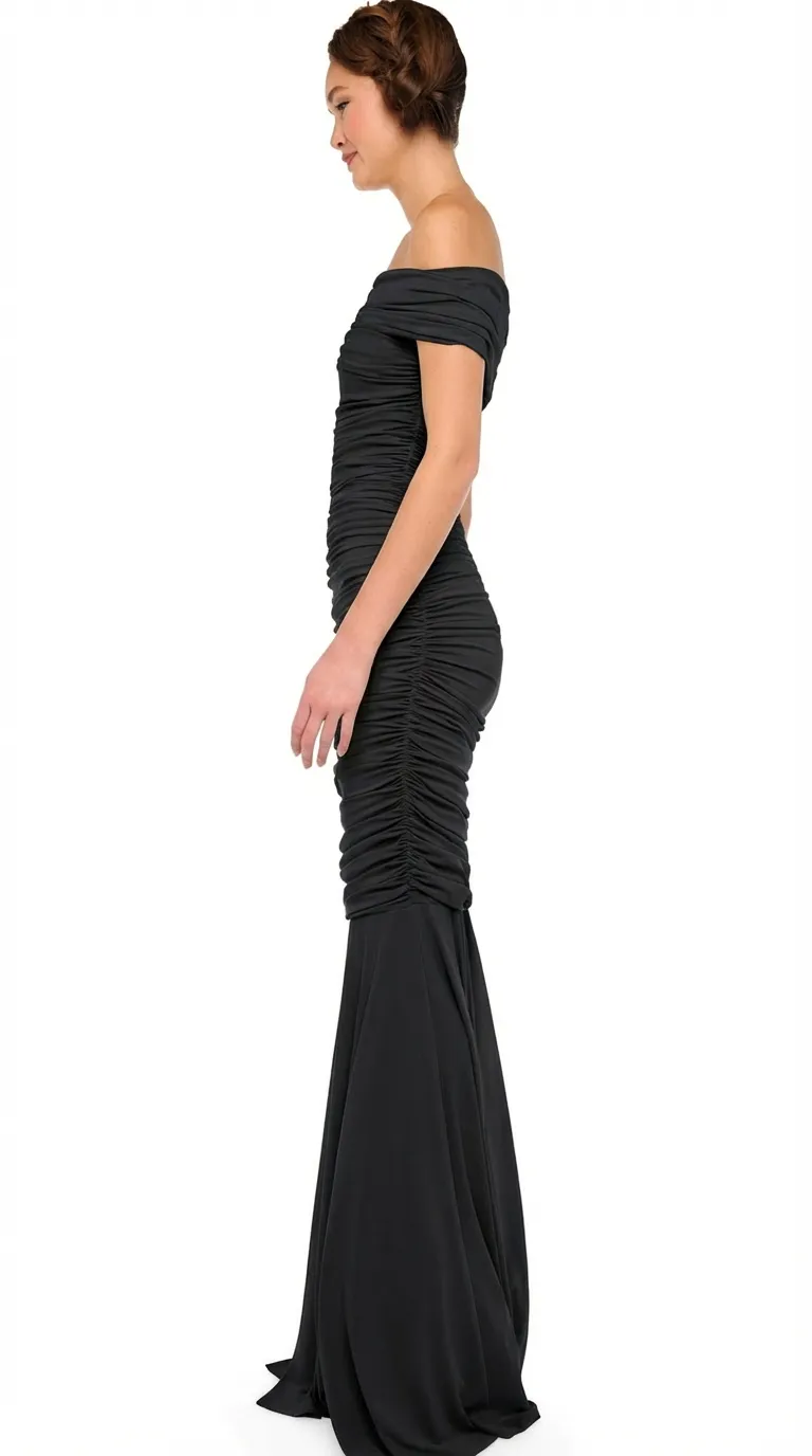 SLEEVELESS COWL NECK SIDE SHIRRED FISHTAIL GOWN sold by Norma Kamali product image thumbnail 2