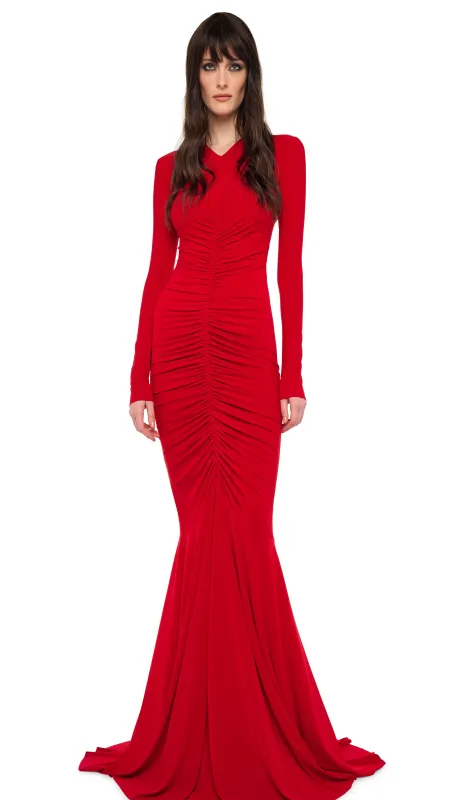SHIRRED FRONT FISHTAIL GOWN made by Norma Kamali