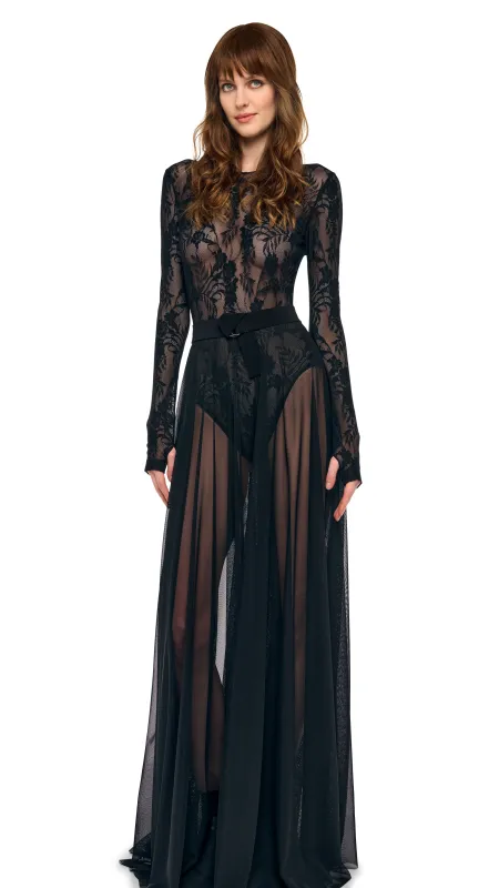 LONG SLEEVE CREW FLARED GOWN made by Sweats