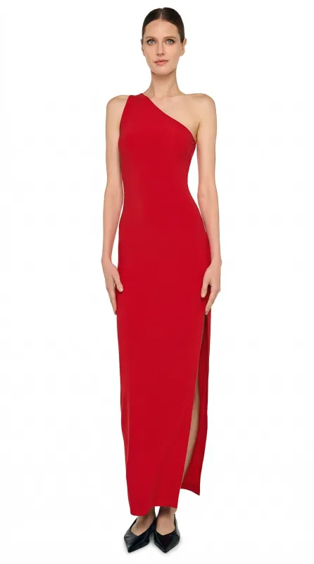ONE SHOULDER LONG DRESS W/ SIDE SLIT made by Norma Kamali