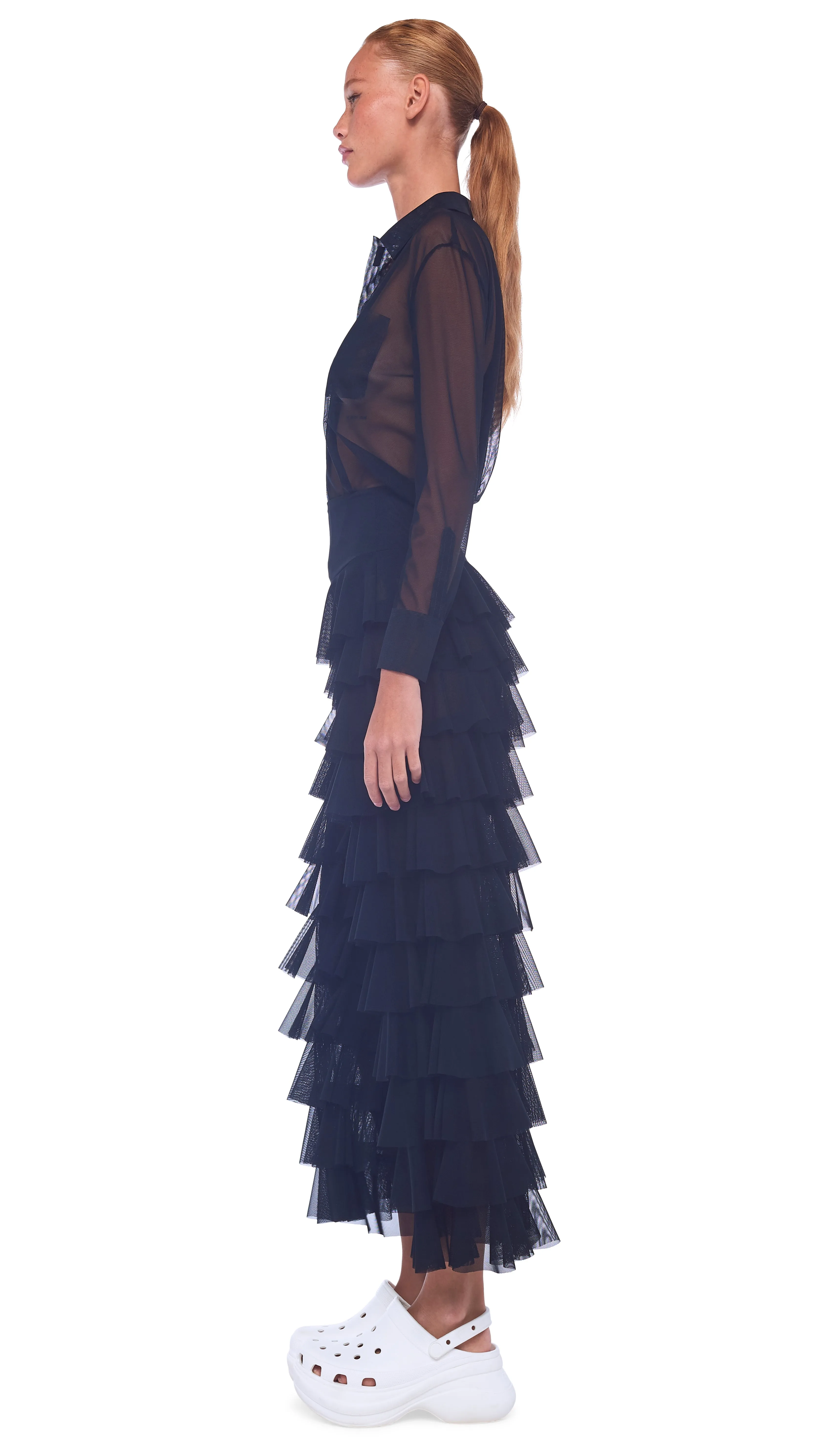 WIDE LEG RUFFLE PANT sold by Norma Kamali product image thumbnail 2