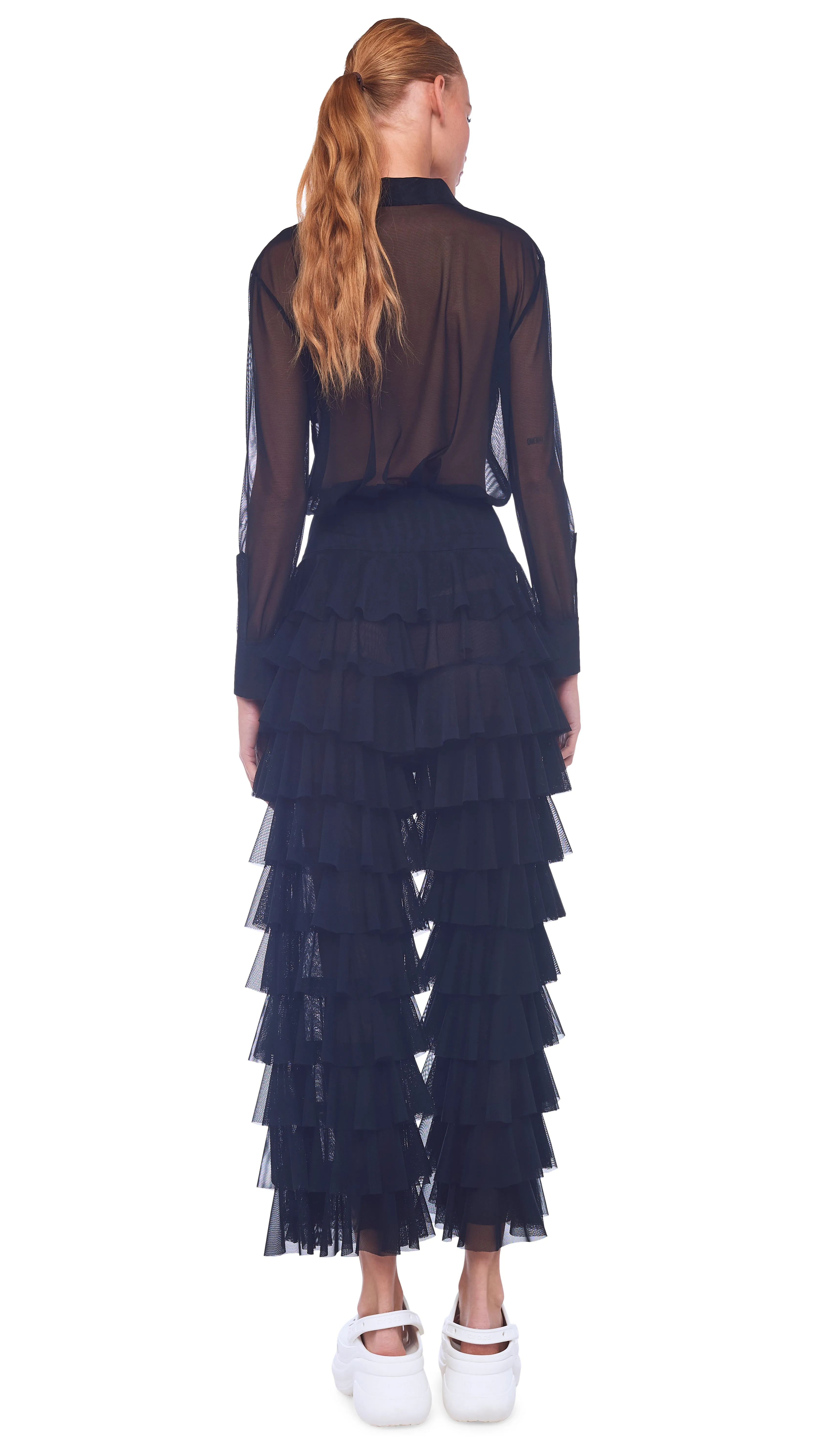 WIDE LEG RUFFLE PANT sold by Norma Kamali product image thumbnail 3