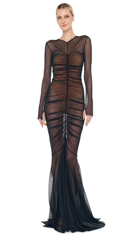 LS SHIRRED FISHTAIL GOWN / BISHOP sold by Norma Kamali
