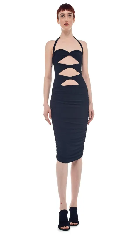 PEEKABOO DRESS TO KNEE made by Norma Kamali