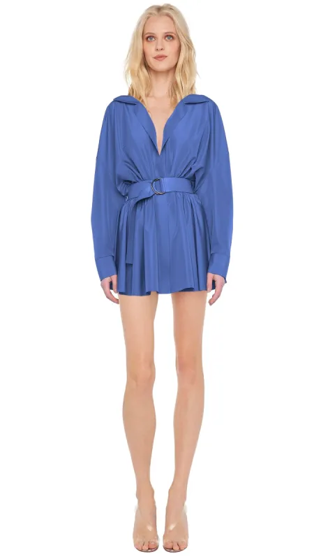 SUPER OS BF NK SHIRT FLARED MINI DRESS sold by Norma Kamali