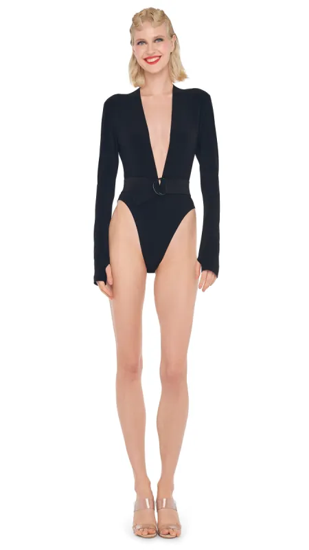 LONG SLEEVE V NECK BODYSUIT sold by Norma Kamali