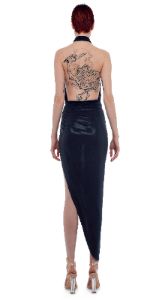 CROSS HALTER SIDE DRAPE GOWN sold by Norma Kamali